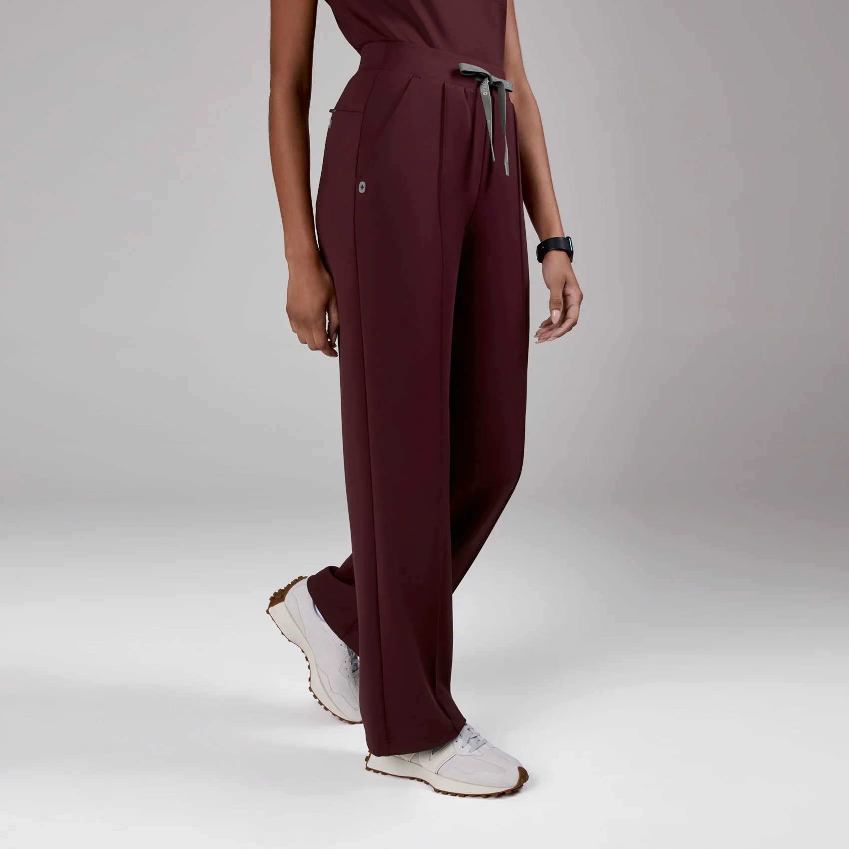 women's Burgundy High Waisted Piedra FORMx™ Straight Leg - Petite Scrub Pant - Image 3