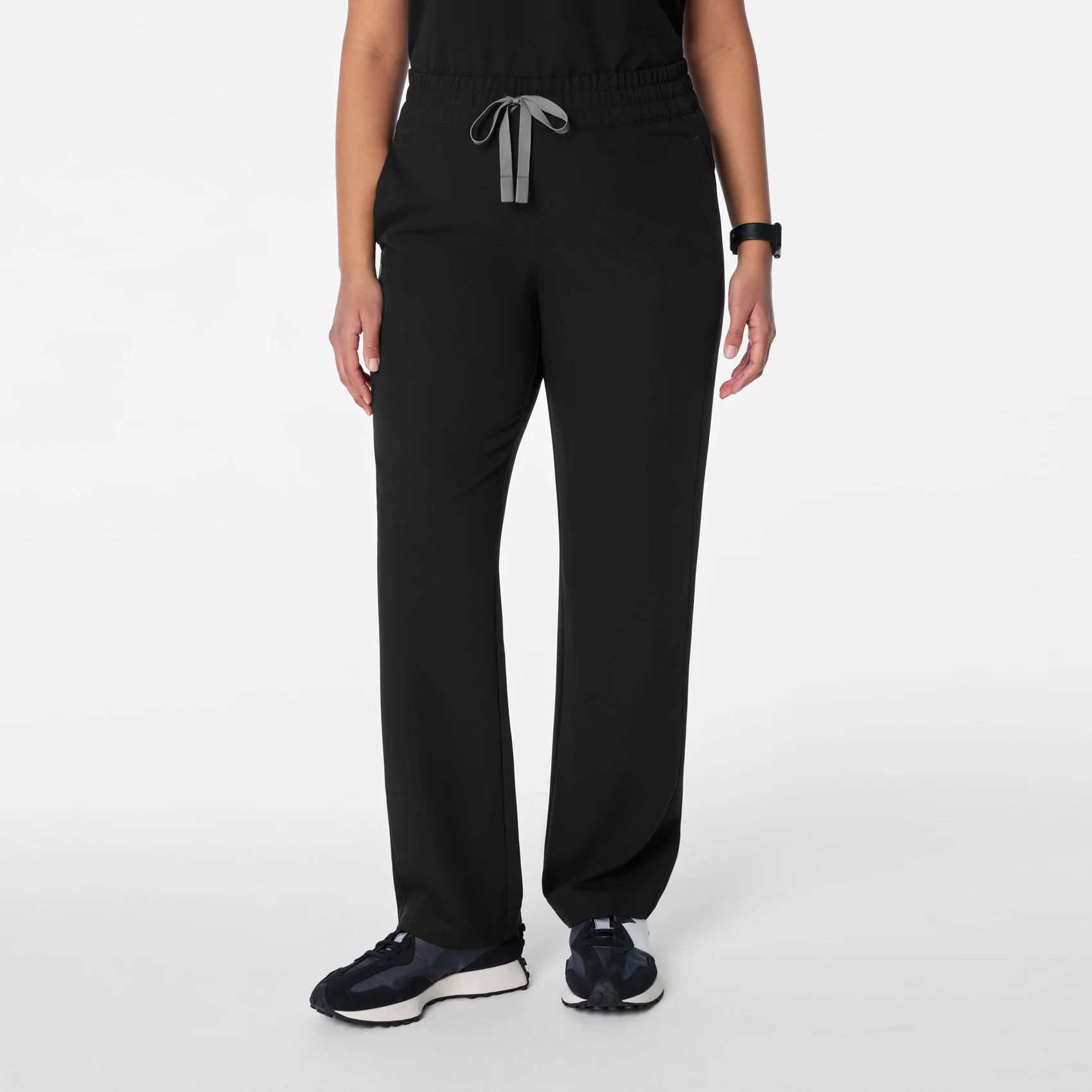 women's Black High Waisted Salida Straight Leg - Petite Scrub Pant