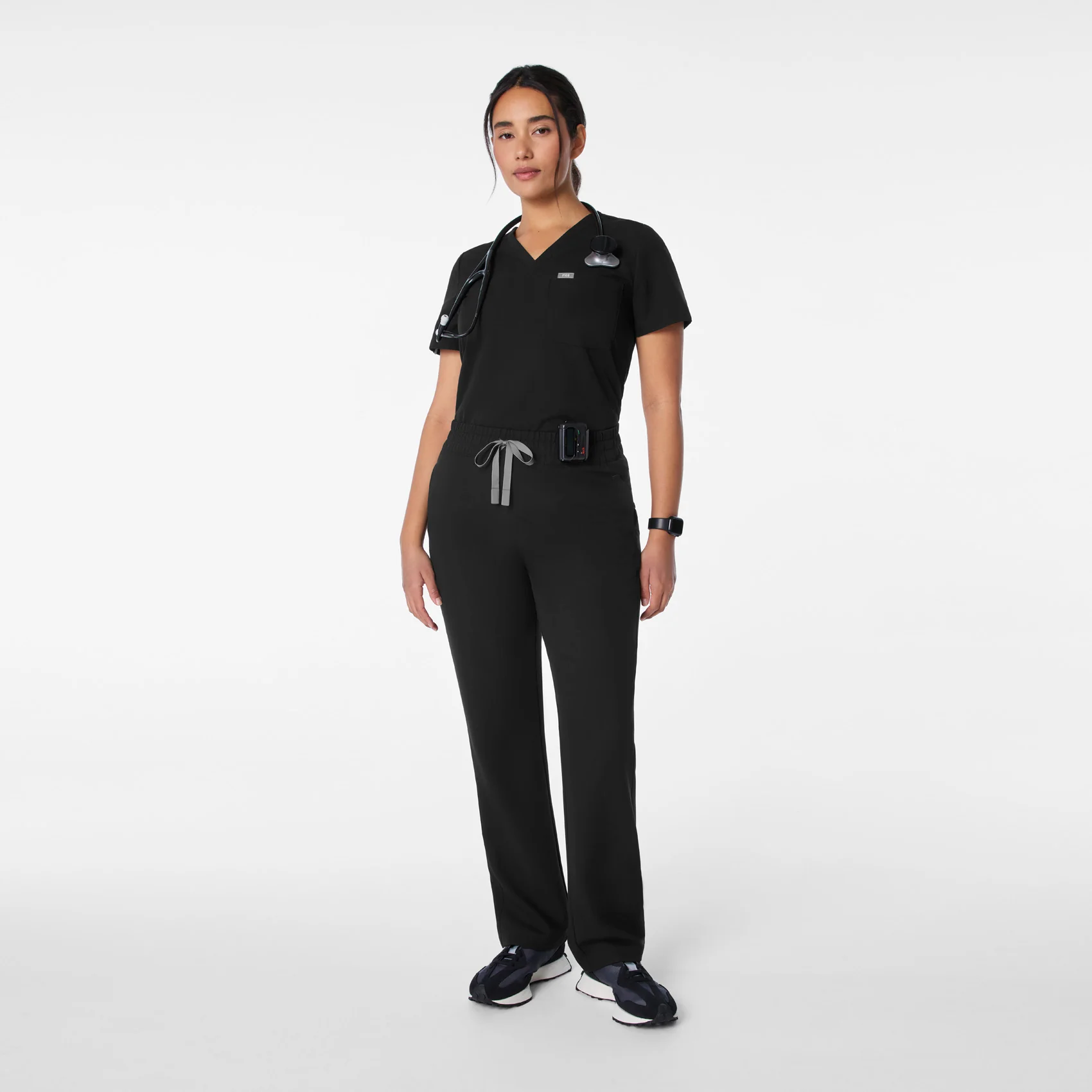 women's Black High Waisted Salida Straight Leg - Petite Scrub Pant - Image 2