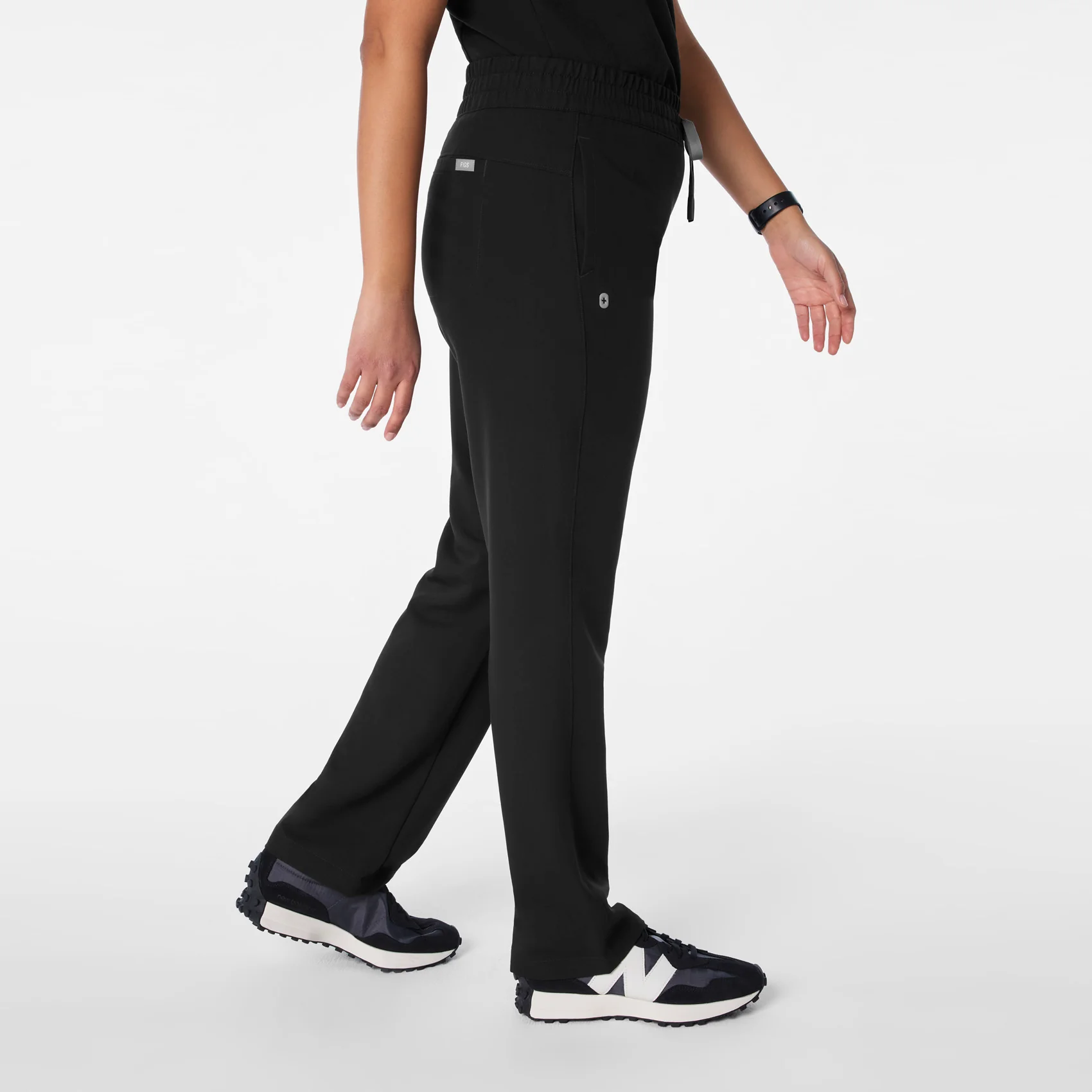 women's Black High Waisted Salida Straight Leg - Petite Scrub Pant - Image 3