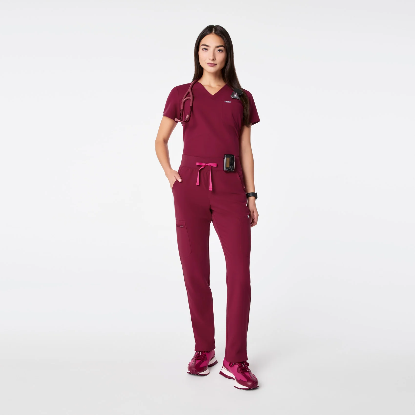 women's Deep Cranberry High Waisted Yola - Skinny Scrub Pant™ - Image 2