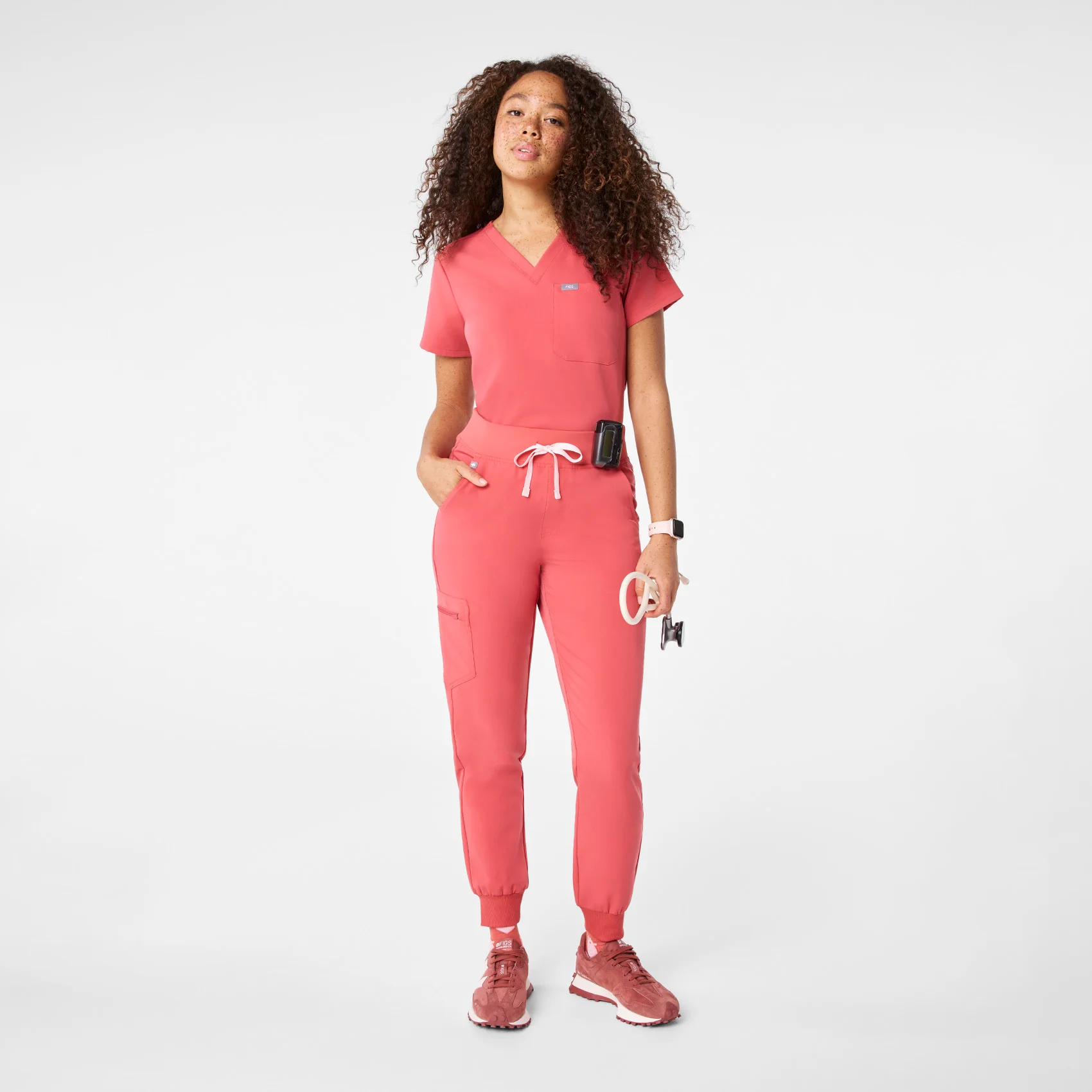 women's Pulmonary Pink High Waisted Zamora - Jogger Scrub Pant™ - Image 2