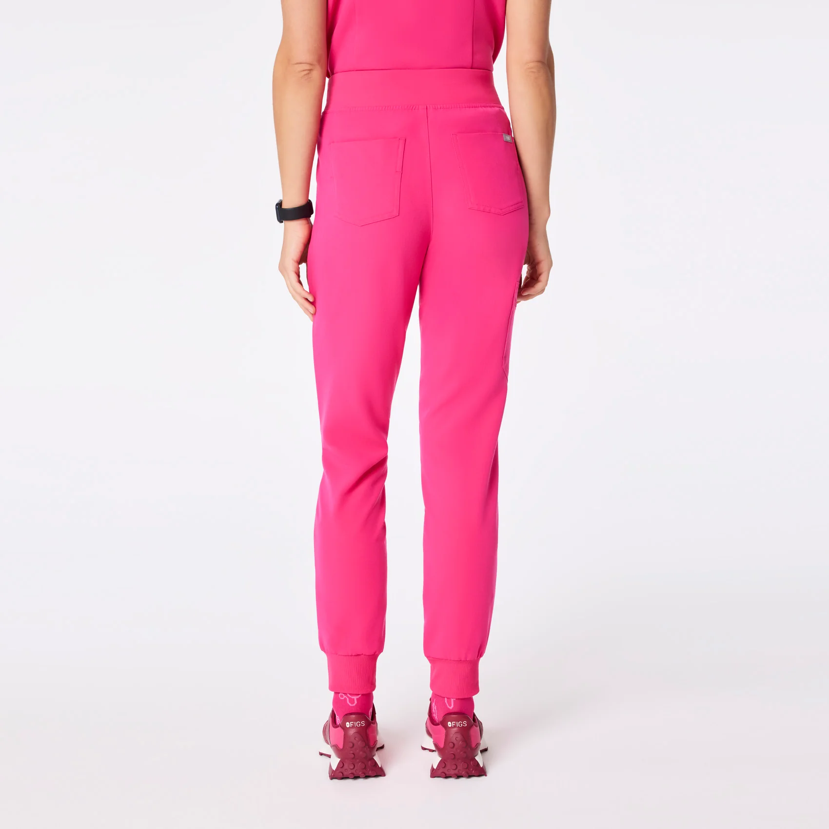 women's Shocking Pink High Waisted Zamora - Petite Jogger Scrub Pant™ - Image 4