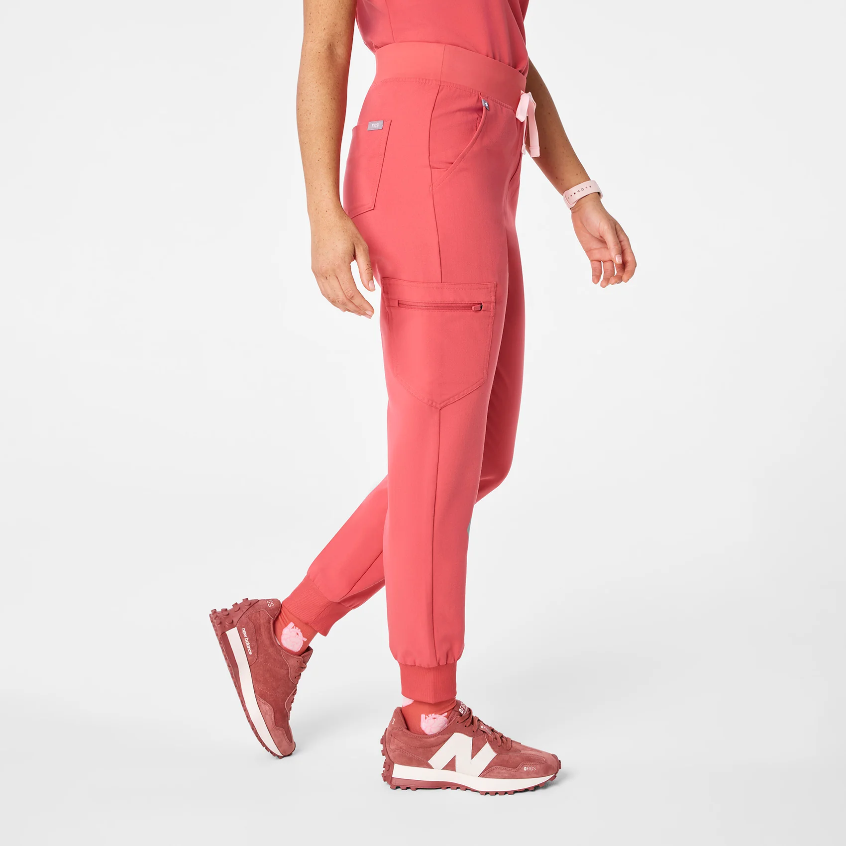women's Pulmonary Pink High Waisted Zamora - Tall Jogger Scrub Pant™ - Image 3