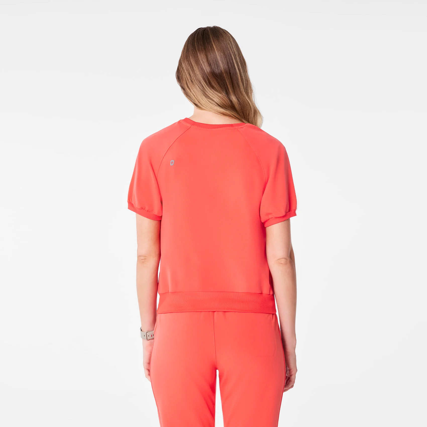 women's Fireside Holly - Crewneck Puff Sleeve Scrub Top - Image 4