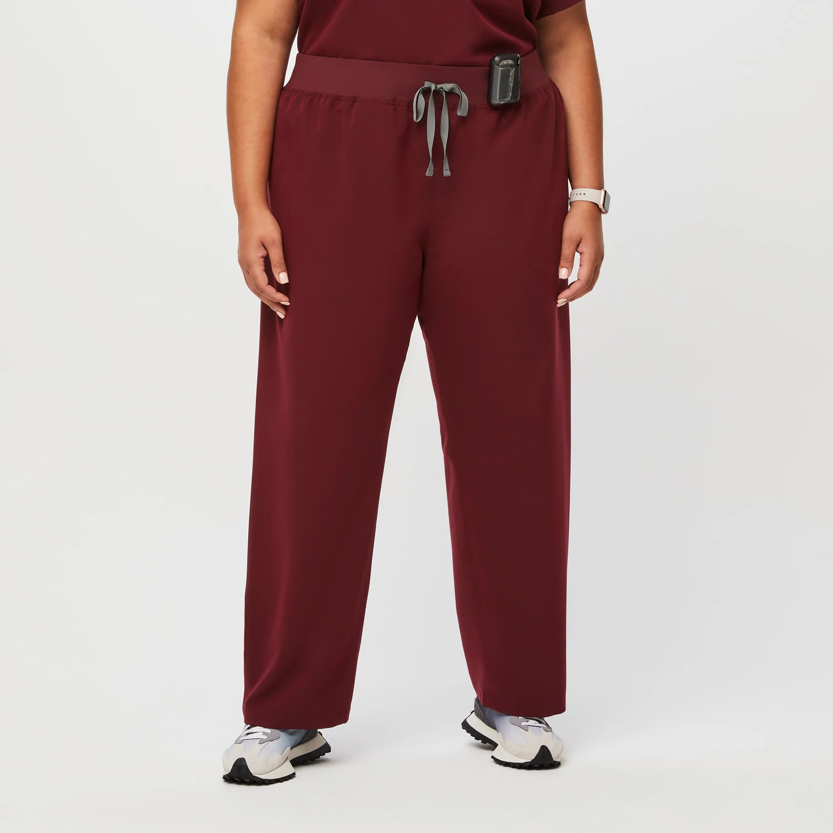 women's Burgundy High Waisted Livingston⢠- Petite Basic Scrub Pants (3XL - 6XL)