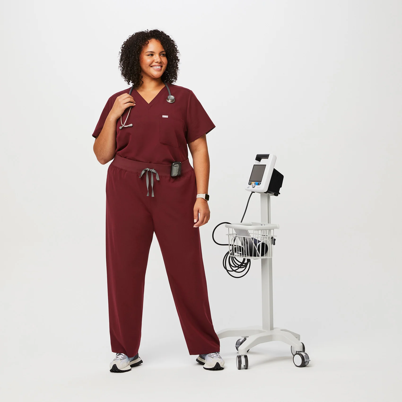women's Burgundy High Waisted Livingston⢠- Petite Basic Scrub Pants (3XL - 6XL) - Image 2