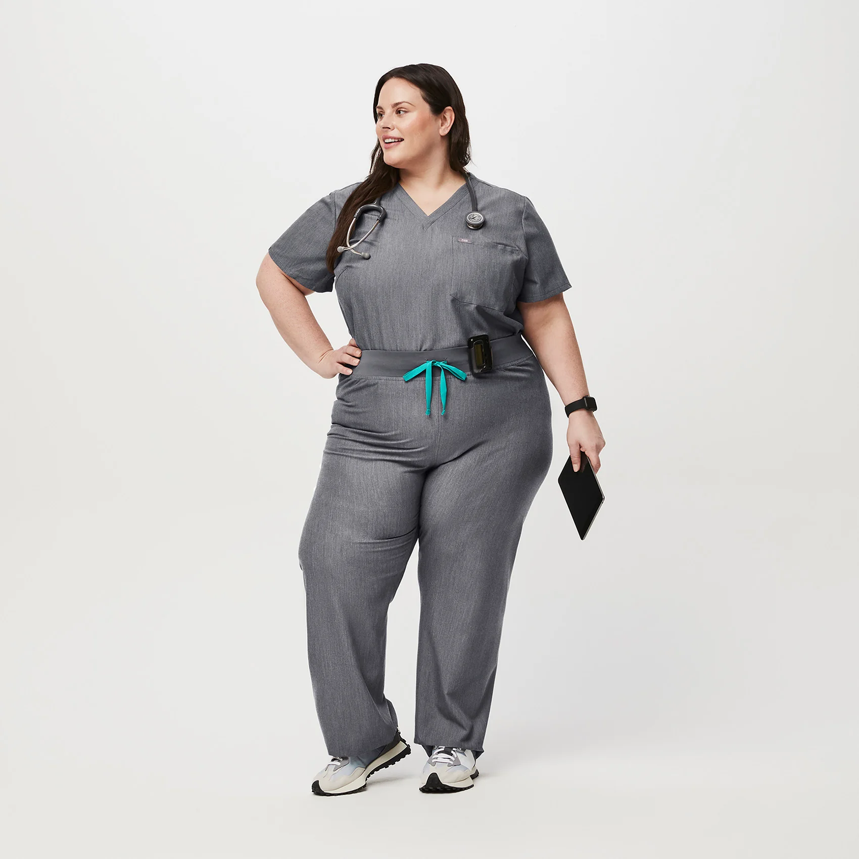 women's Graphite High Waisted Livingston™ - Petite Basic Scrub Pants (3XL - 6XL) - Image 2