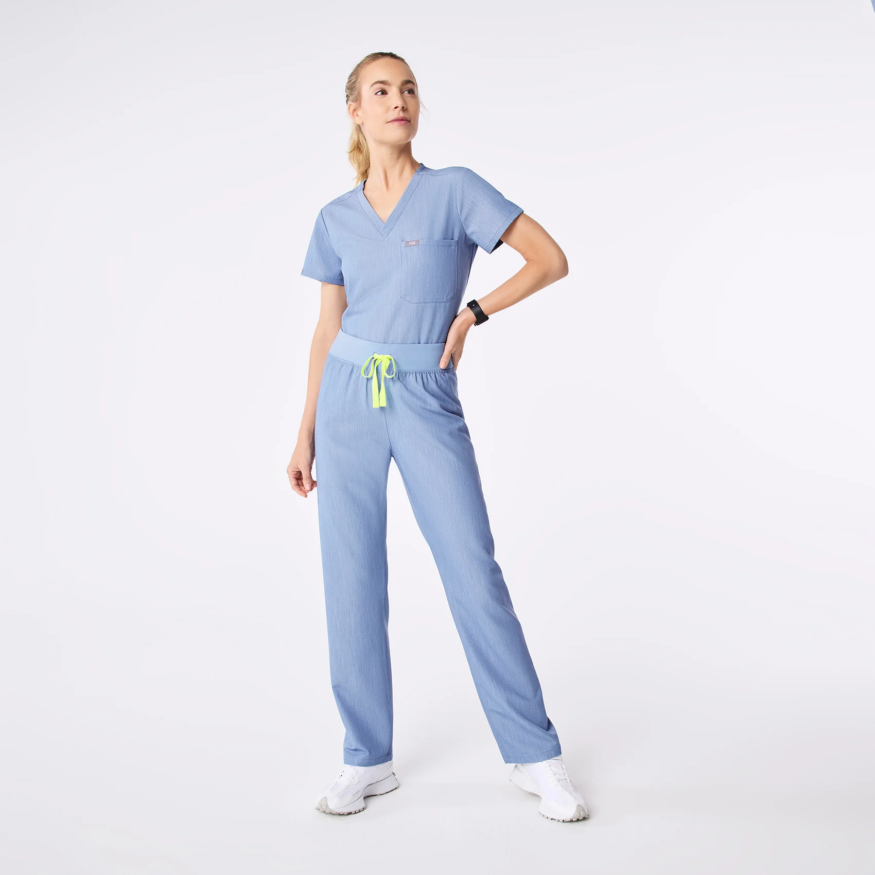 women's Heather Indigo High Waisted Livingston - Petite Basic Scrub Pant⢠- Image 2
