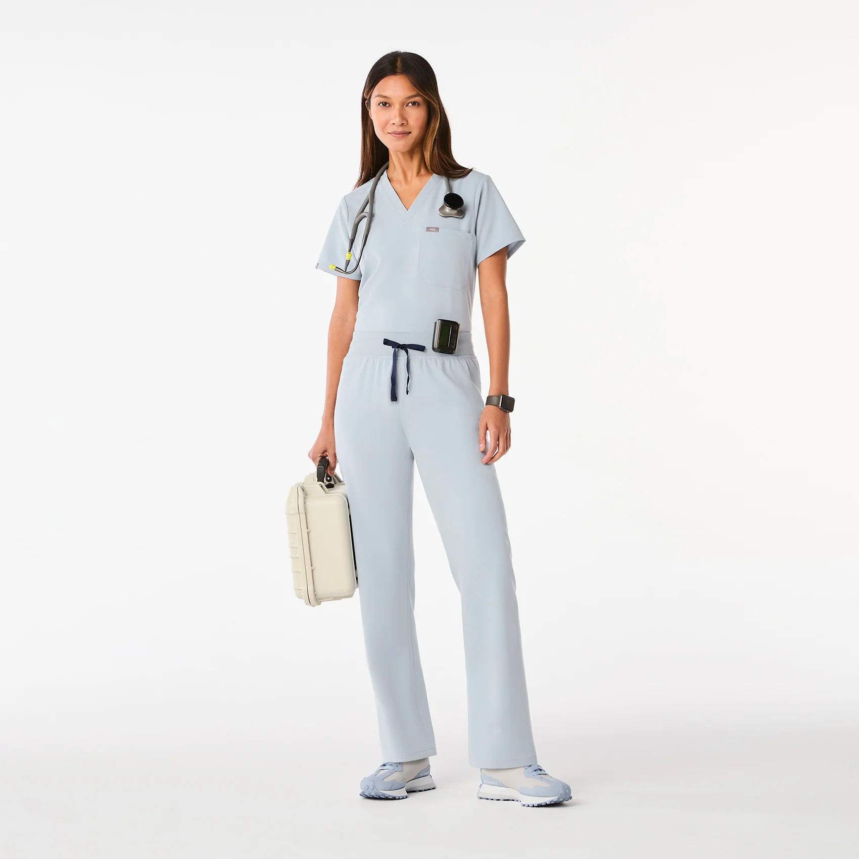 women's Dusty Blue High Waisted Livingston - Basic Scrub Pant™ - Image 2