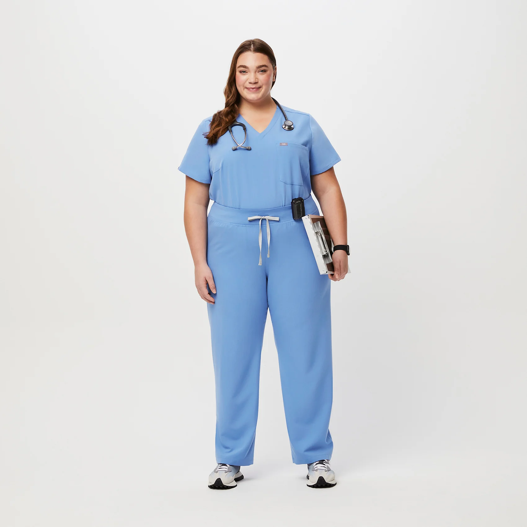 women's Ceil Blue High Waisted Livingston™ - Tall Basic Scrub Pants (3XL - 6XL) - Image 2