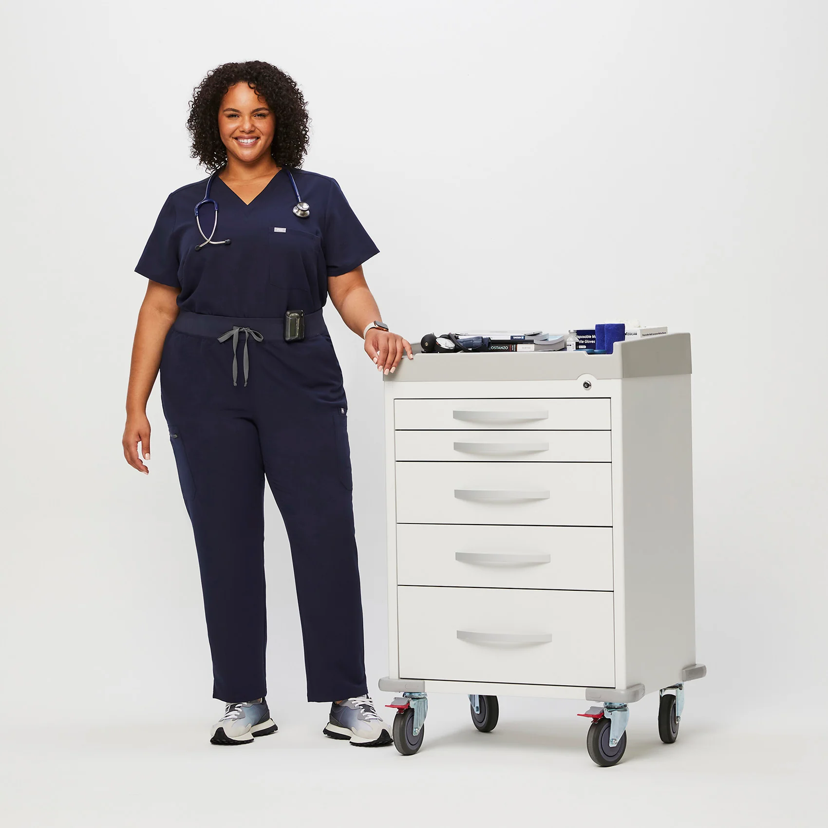 women's Navy High Waisted Yola™ - Petite Skinny Scrub Pants (3XL - 6XL) - Image 2