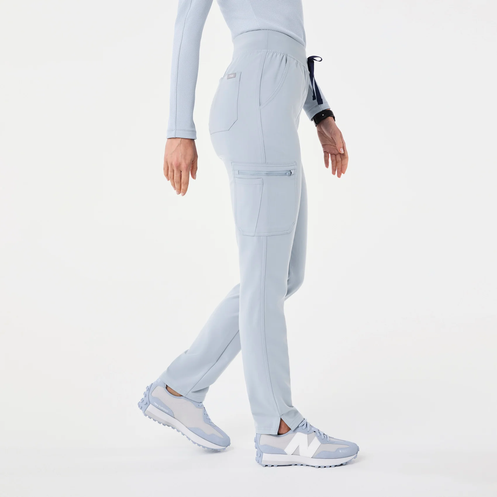 women's Dusty Blue High Waisted Yola - Skinny Scrub Pant™ - Image 3