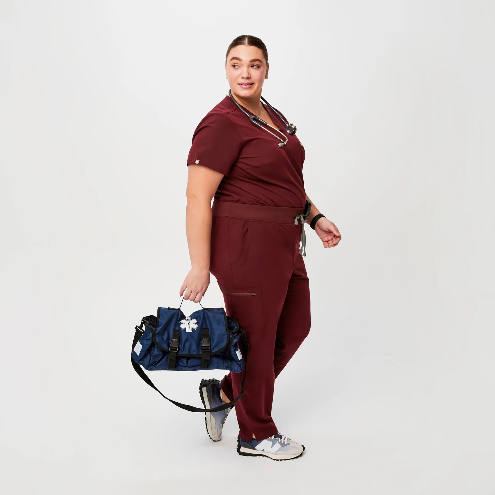 women's Burgundy High Waisted Yola™ - Skinny Scrub Pants (3XL - 6XL) - Image 2