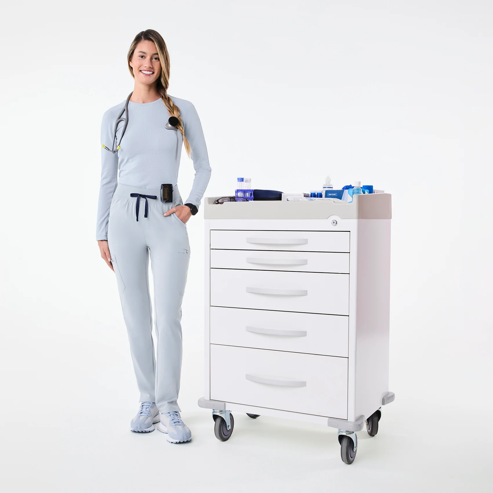women's Dusty Blue High Waisted Yola - Tall Skinny Scrub Pant™ - Image 2