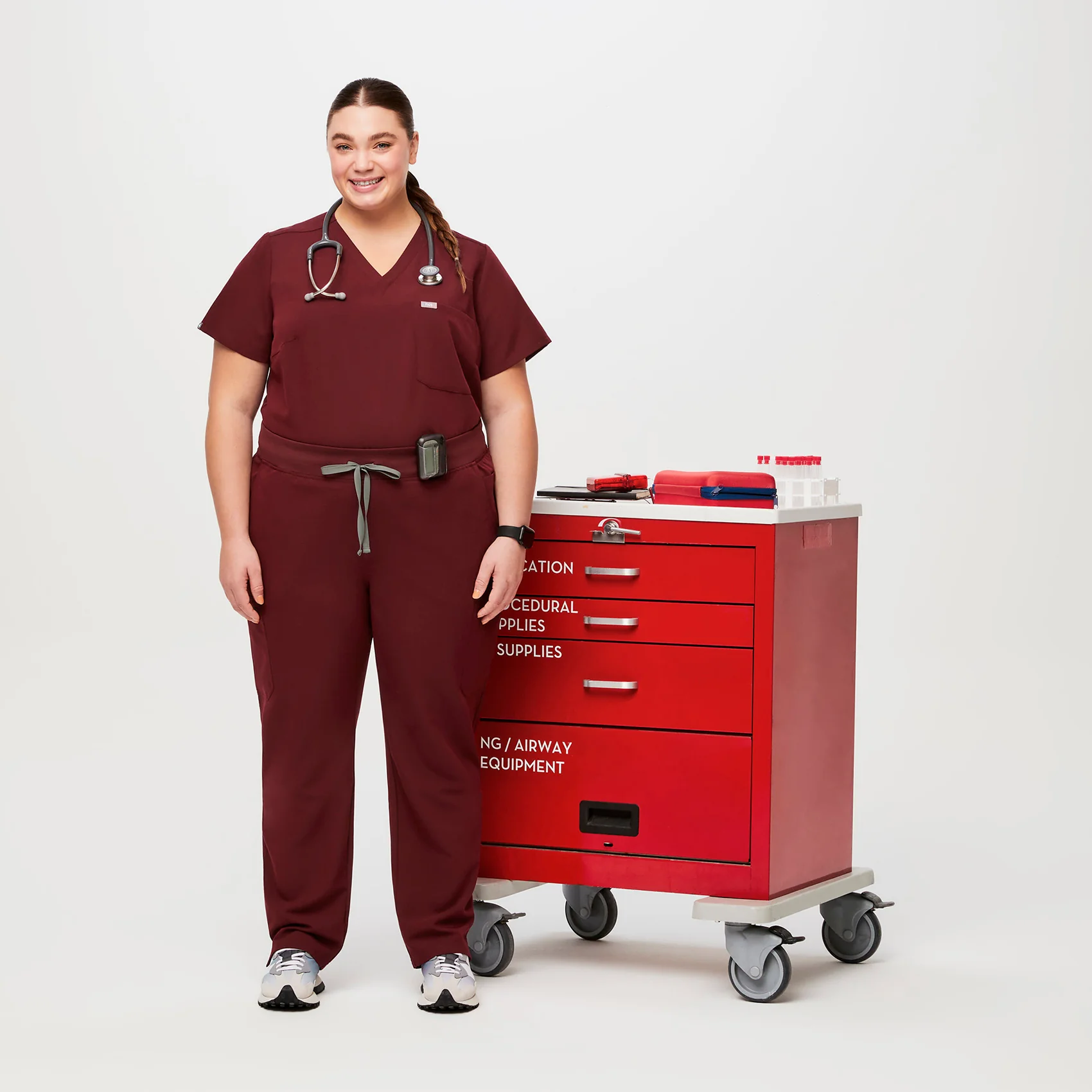 women's Burgundy High Waisted Yola™ - Tall Skinny Scrub Pants (3XL - 6XL) - Image 7