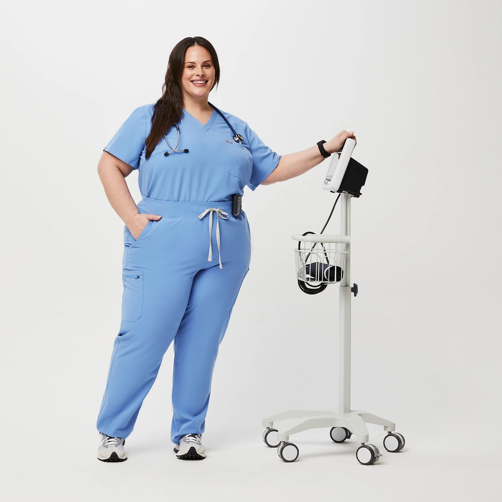 women's Ceil Blue High Waisted Yola™ - Tall Skinny Scrub Pants (3XL - 6XL) - Image 2