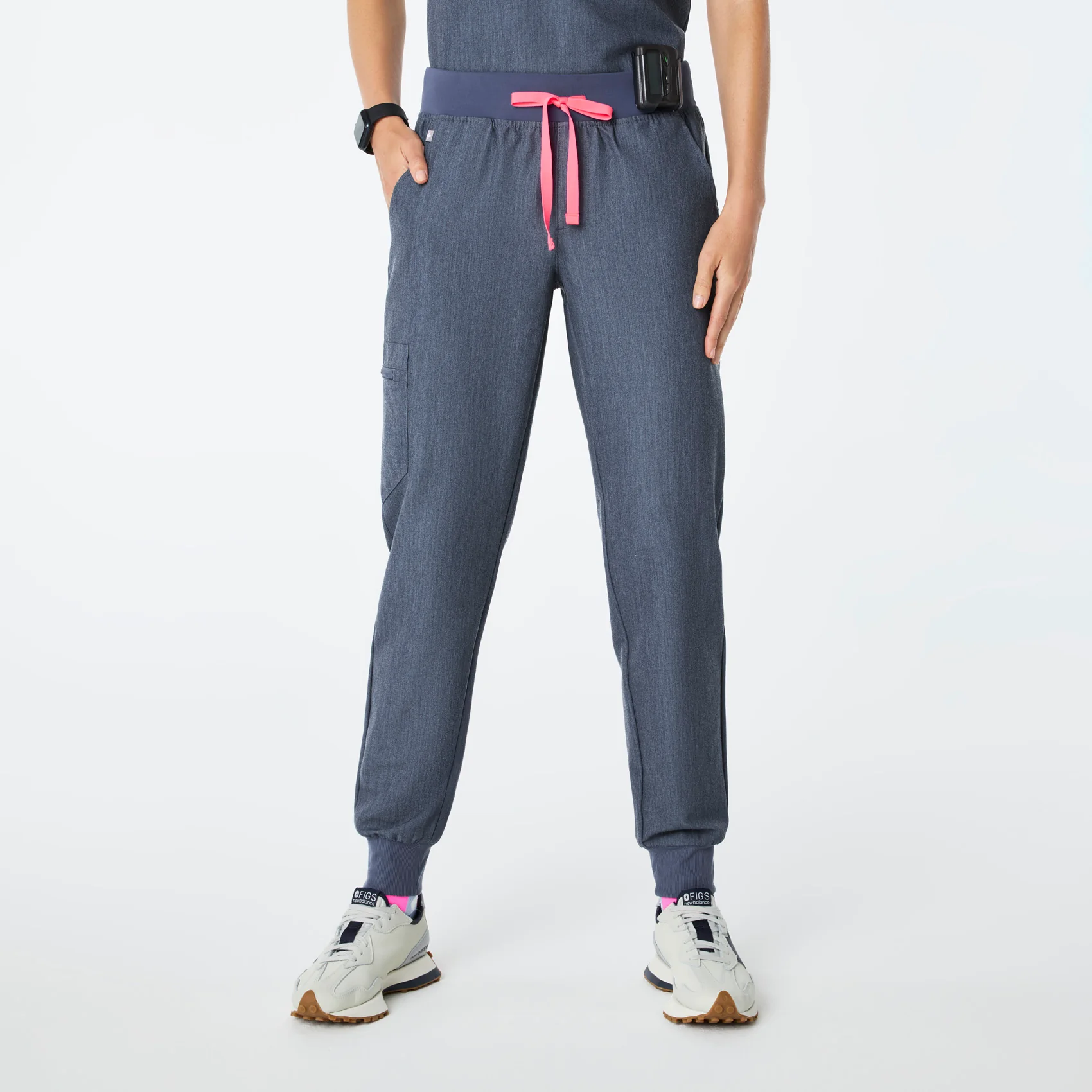 women's Heather Denim High Waisted Zamora - Jogger Scrub Pantā¢