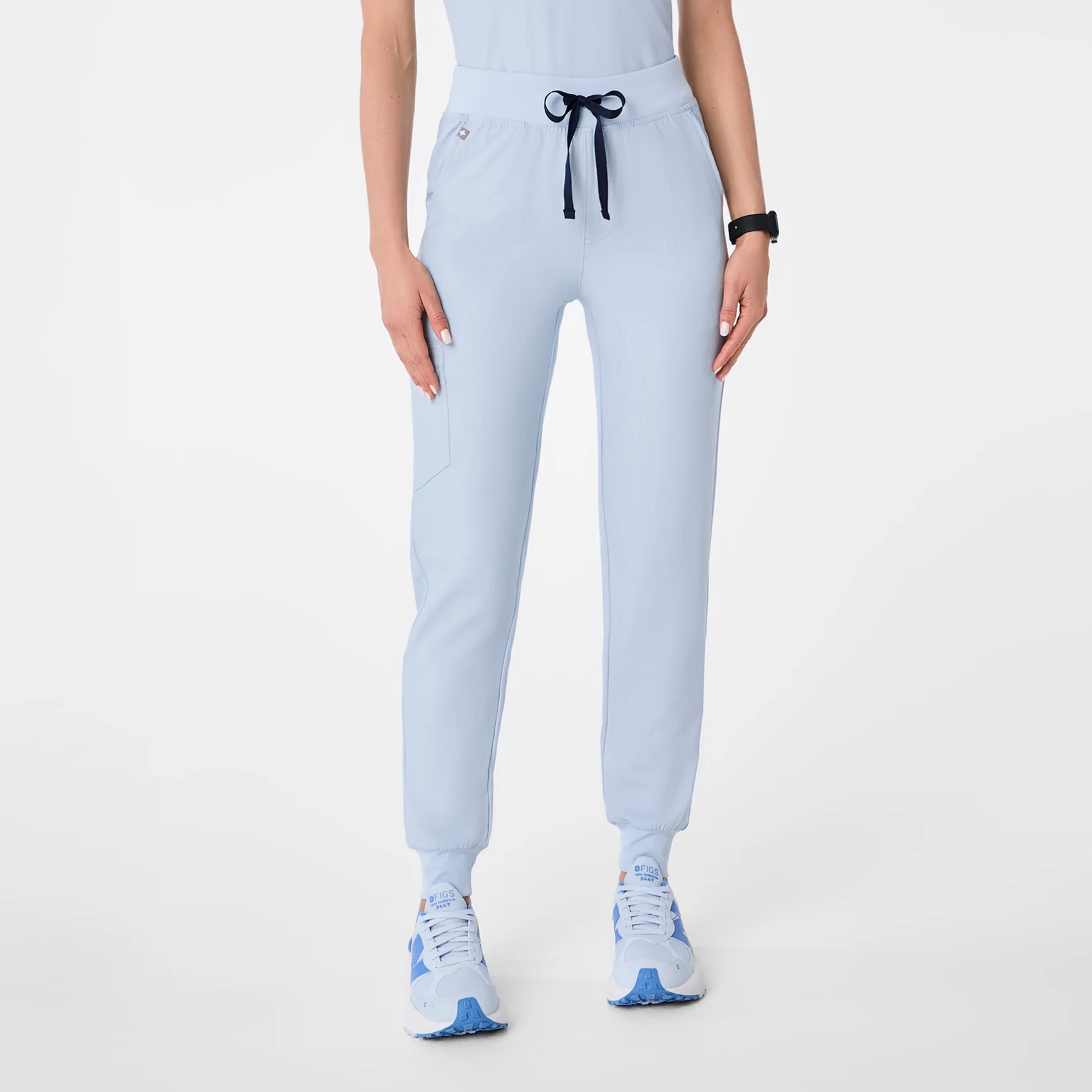 women's Chambray High Waisted Zamora - Petite Jogger Scrub Pantā¢