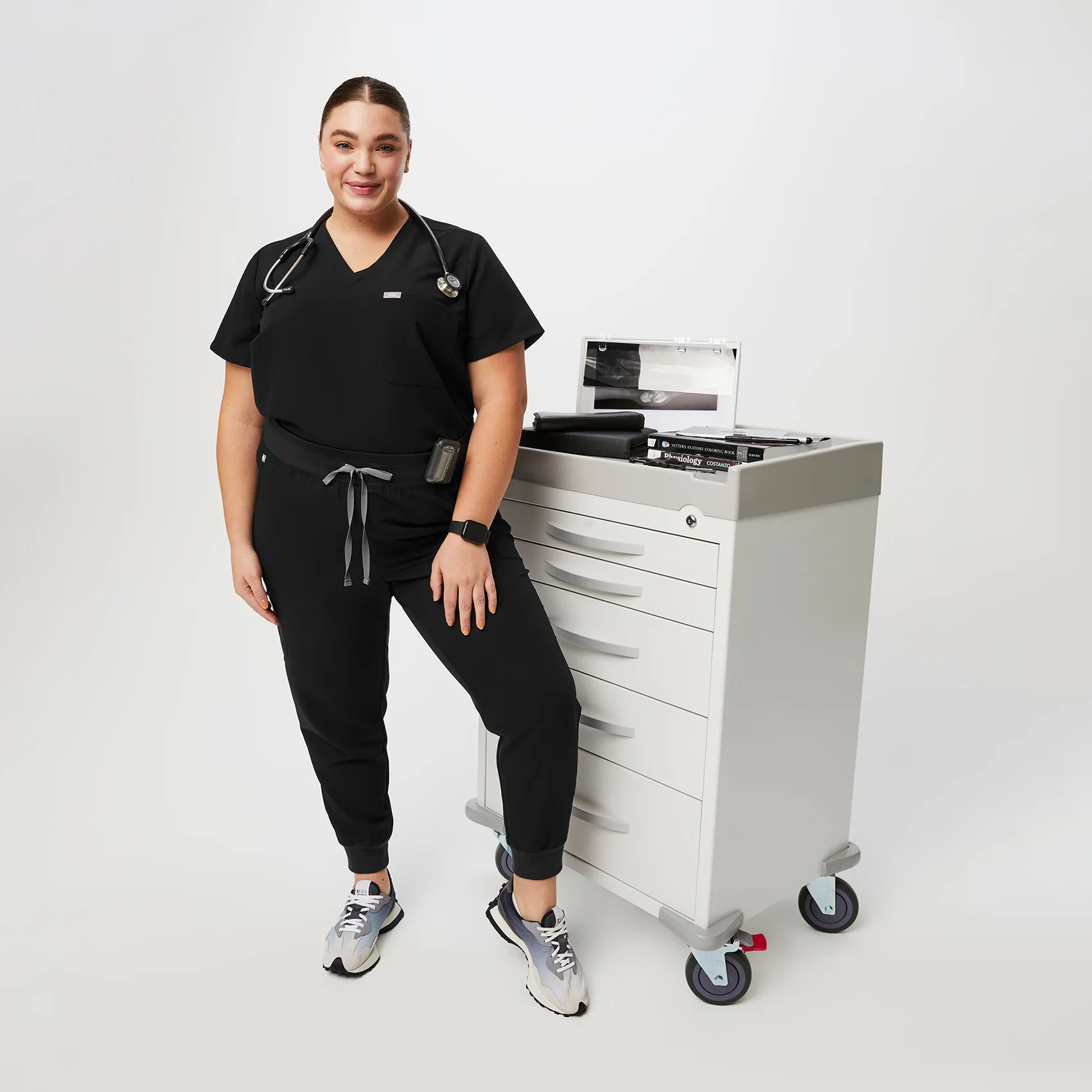 women's Black High Waisted Zamora™ - Petite Jogger Scrub Pants (3XL - 6XL) - Image 4
