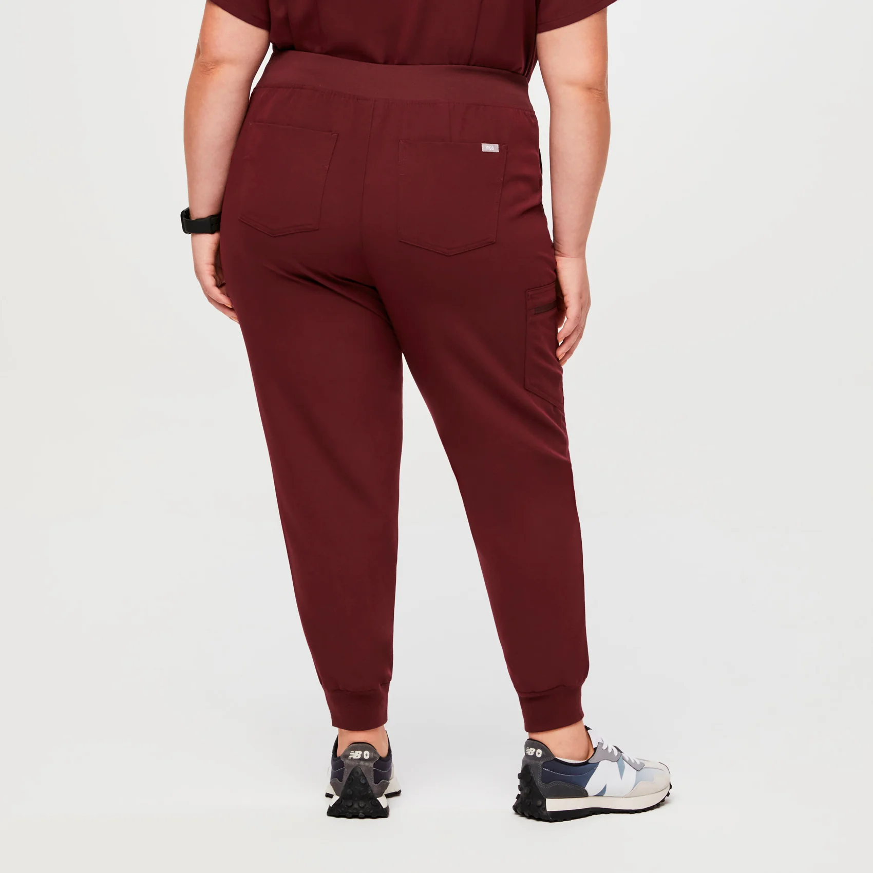 women's Burgundy High Waisted Zamora™ - Petite Jogger Scrub Pants (3XL - 6XL) - Image 4