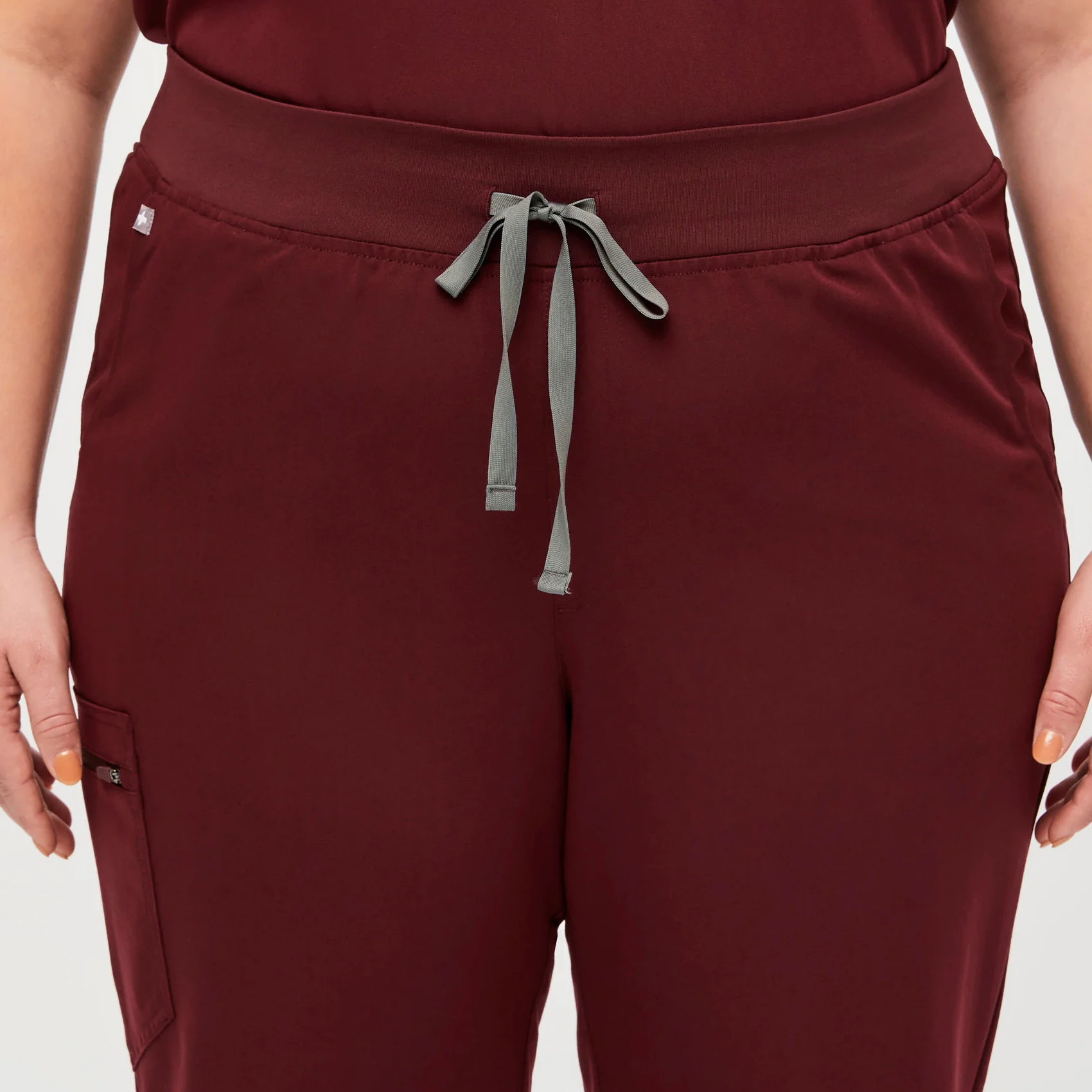 women's Burgundy High Waisted Zamora™ - Petite Jogger Scrub Pants (3XL - 6XL) - Image 5