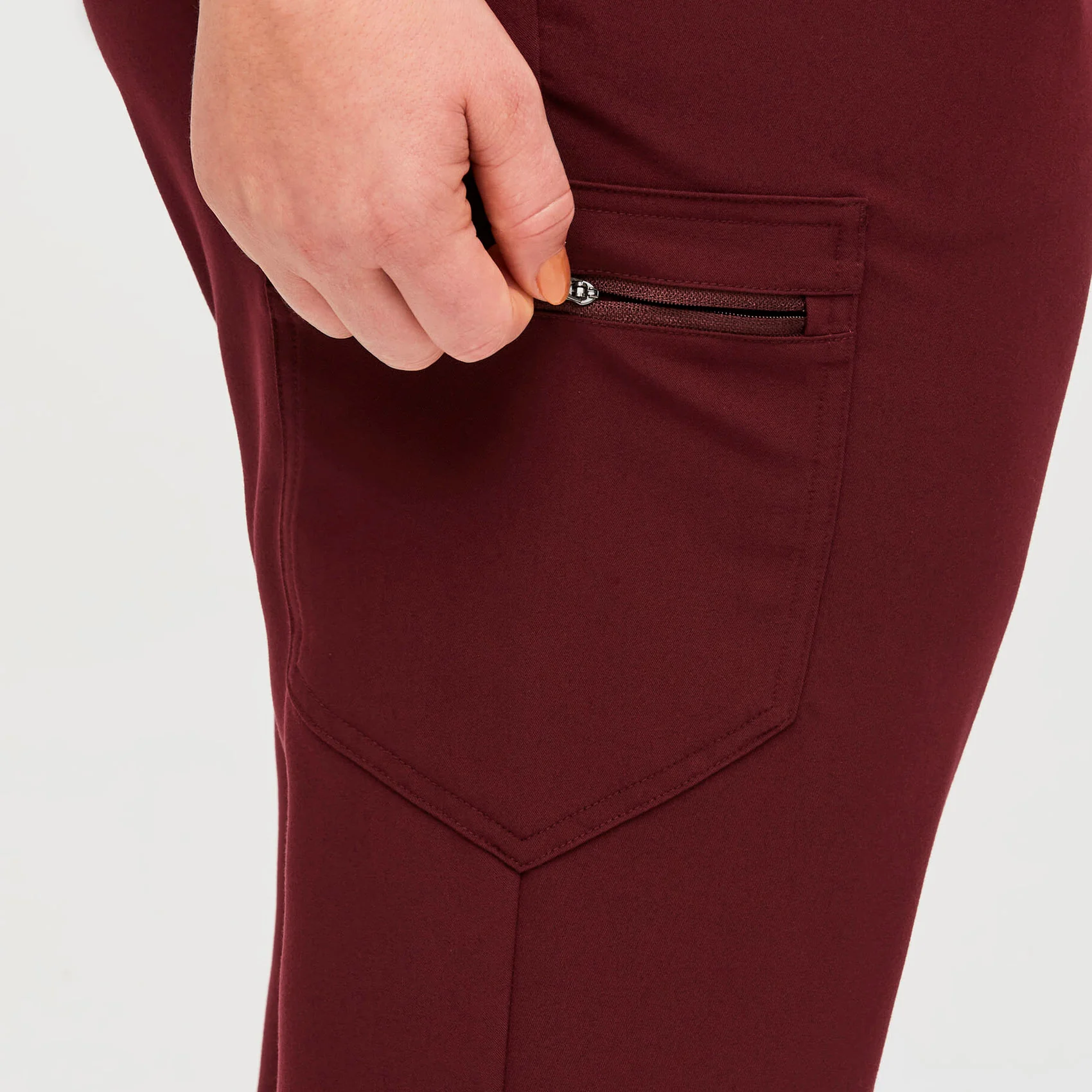 women's Burgundy High Waisted Zamora™ - Petite Jogger Scrub Pants (3XL - 6XL) - Image 6