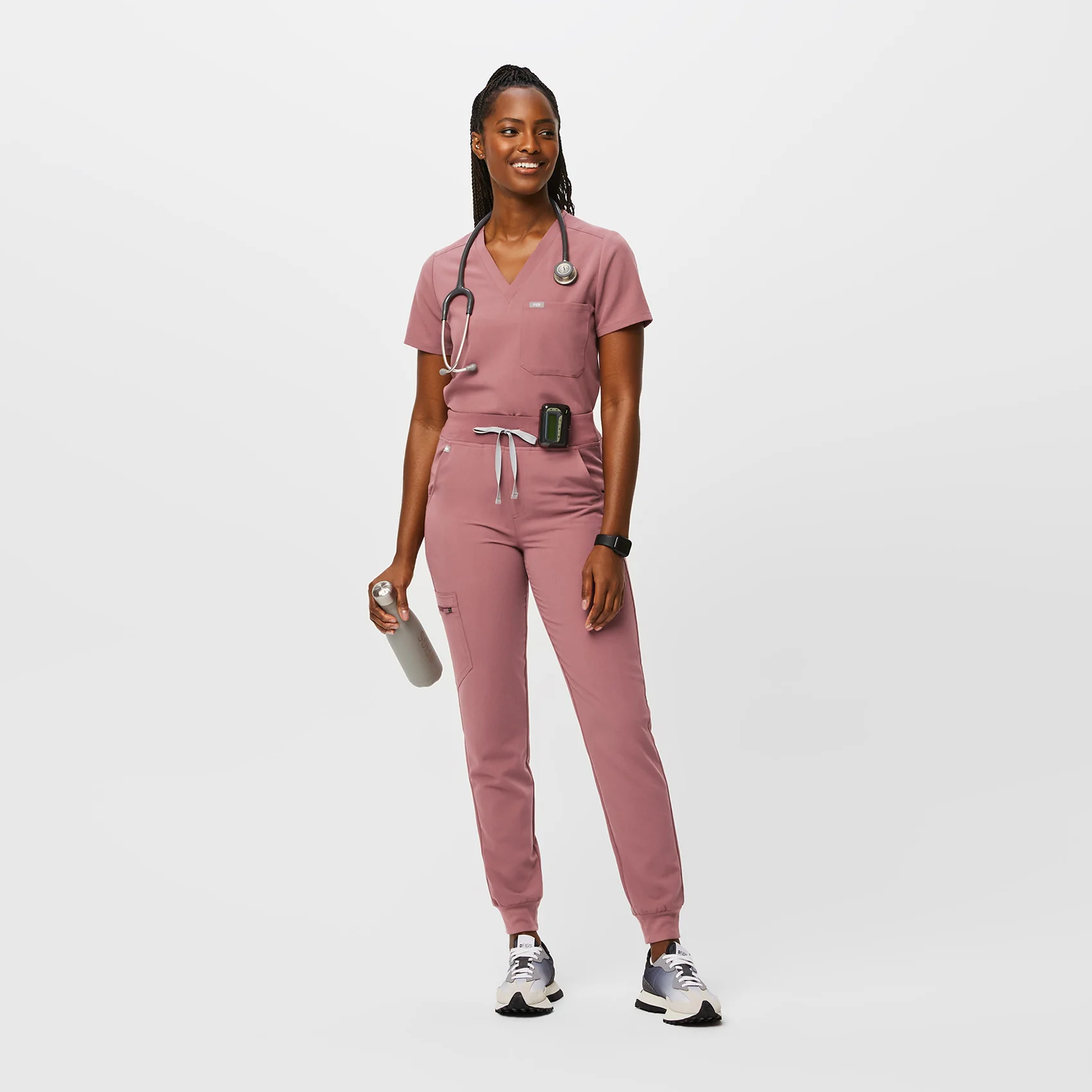 women's Mauve High Waisted Zamora™ - Petite Jogger Scrub Pants (3XL - 6XL) - Image 2