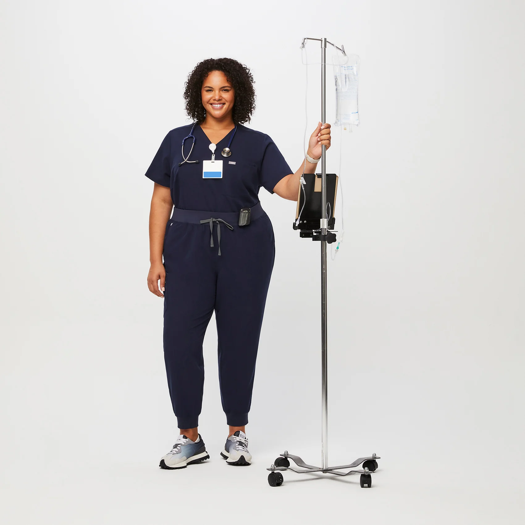 women's Navy High Waisted Zamora™ - Petite Jogger Scrub Pants (3XL - 6XL) - Image 2