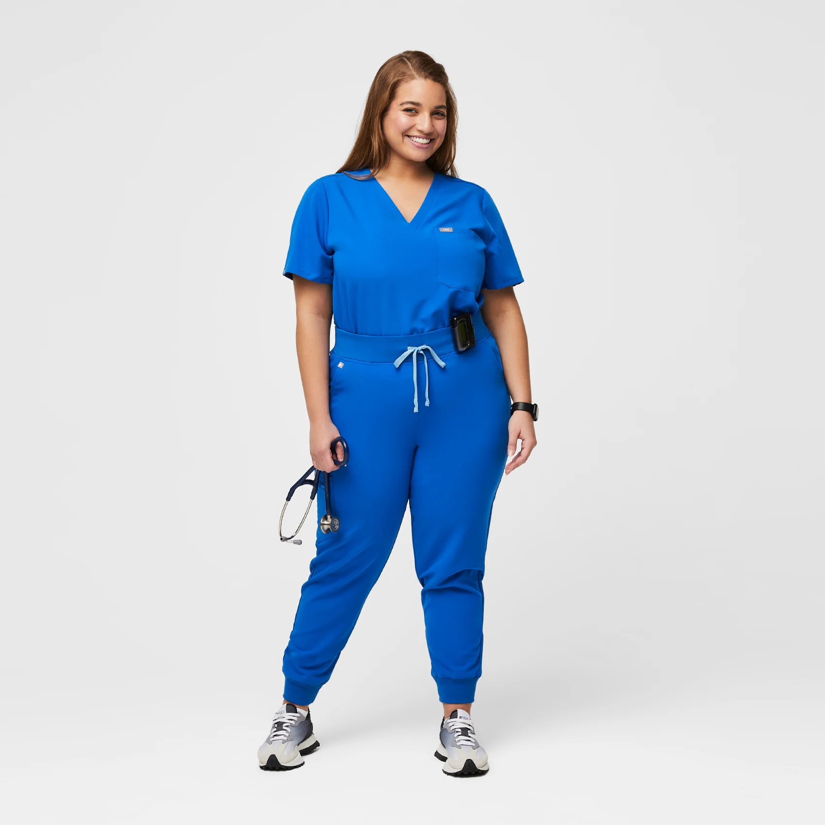 women's Royal Blue High Waisted Zamora™ - Petite Jogger Scrub Pants (3XL - 6XL) - Image 2