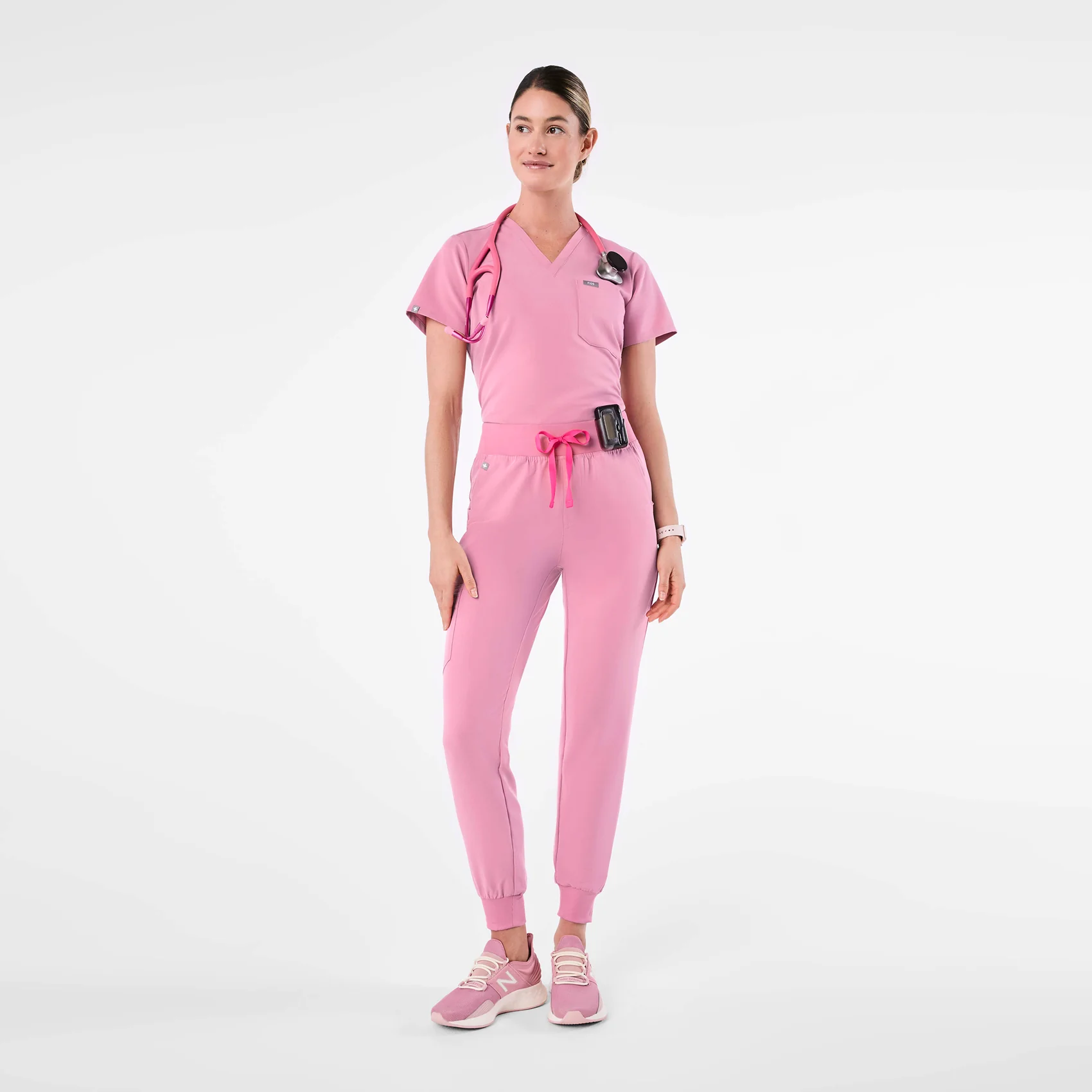 women's Chalk Pink High Waisted Zamora - Petite Jogger Scrub Pant™ - Image 2