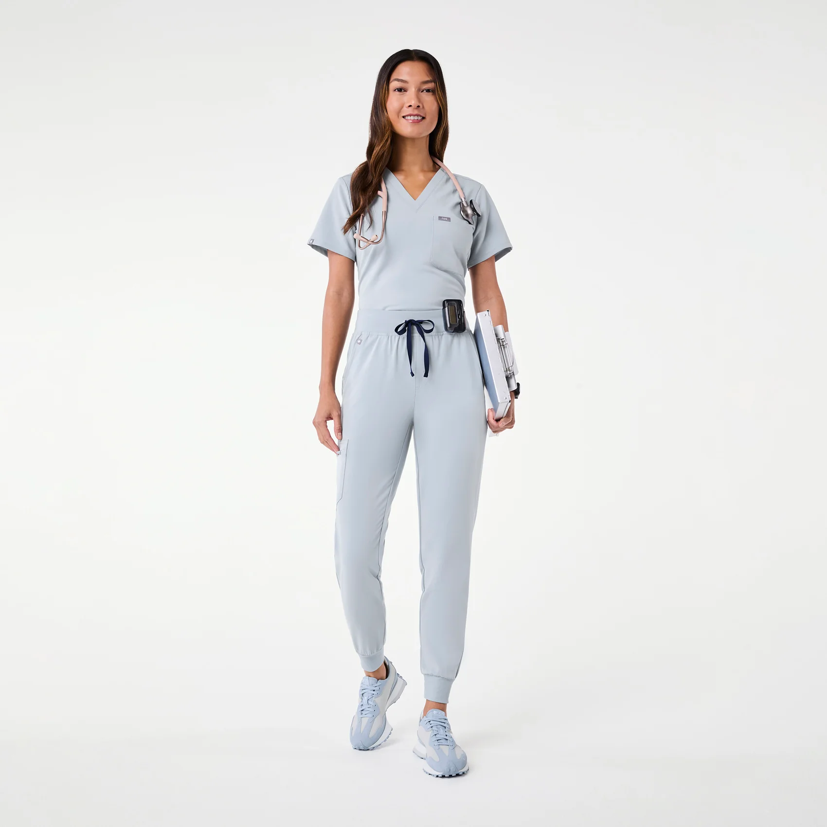 women's Dusty Blue High Waisted Zamora - Tall Jogger Scrub Pant™ - Image 2