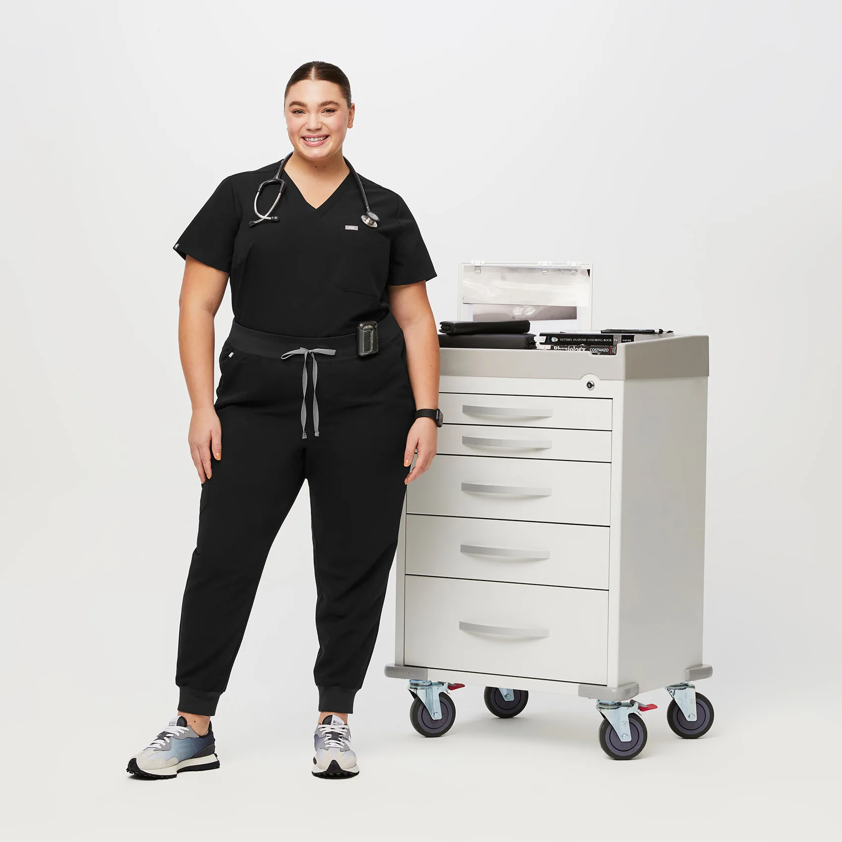 women's Black High Waisted Zamora™ - Tall Jogger Scrub Pants (3XL - 6XL) - Image 2