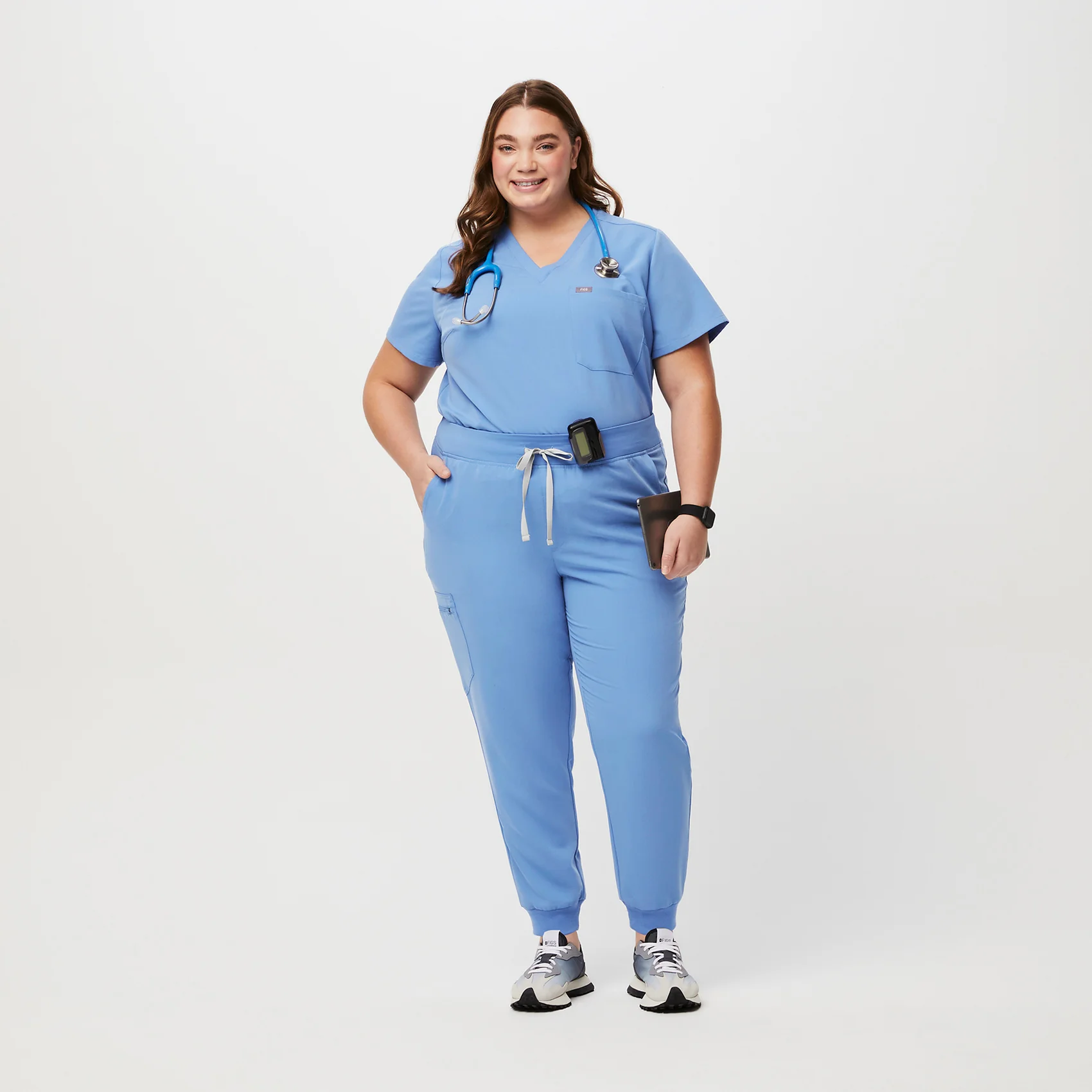 women's Ceil Blue High Waisted Zamora⢠- Tall Jogger Scrub Pants (3XL - 6XL) - Image 2