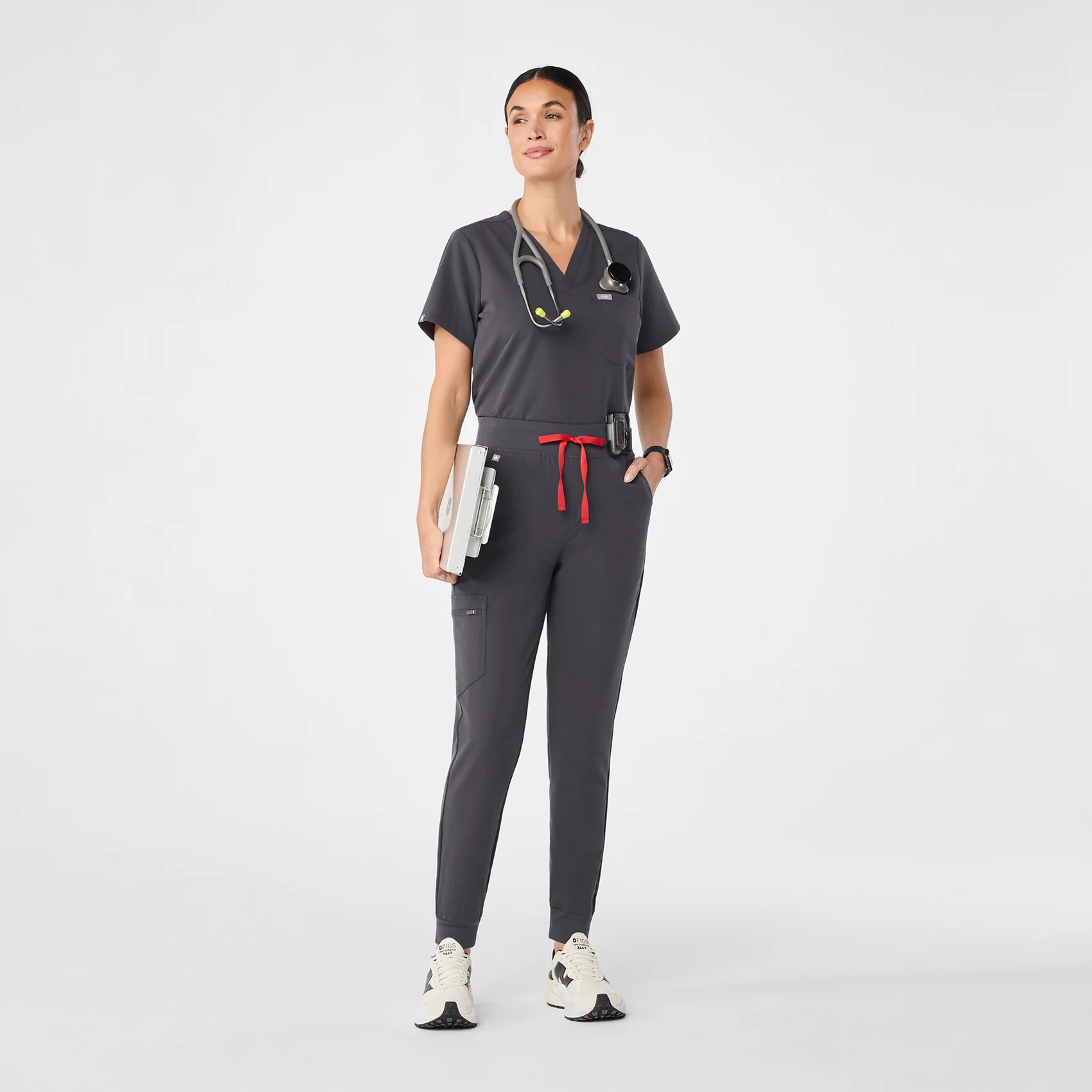 women's Charcoal Zamora™ High Waisted - Petite Jogger Scrub Pants - Image 2