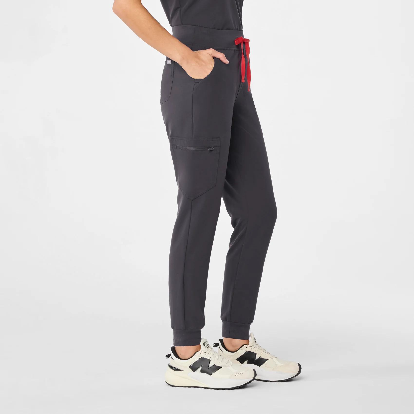 women's Charcoal Zamora™ High Waisted - Petite Jogger Scrub Pants - Image 3