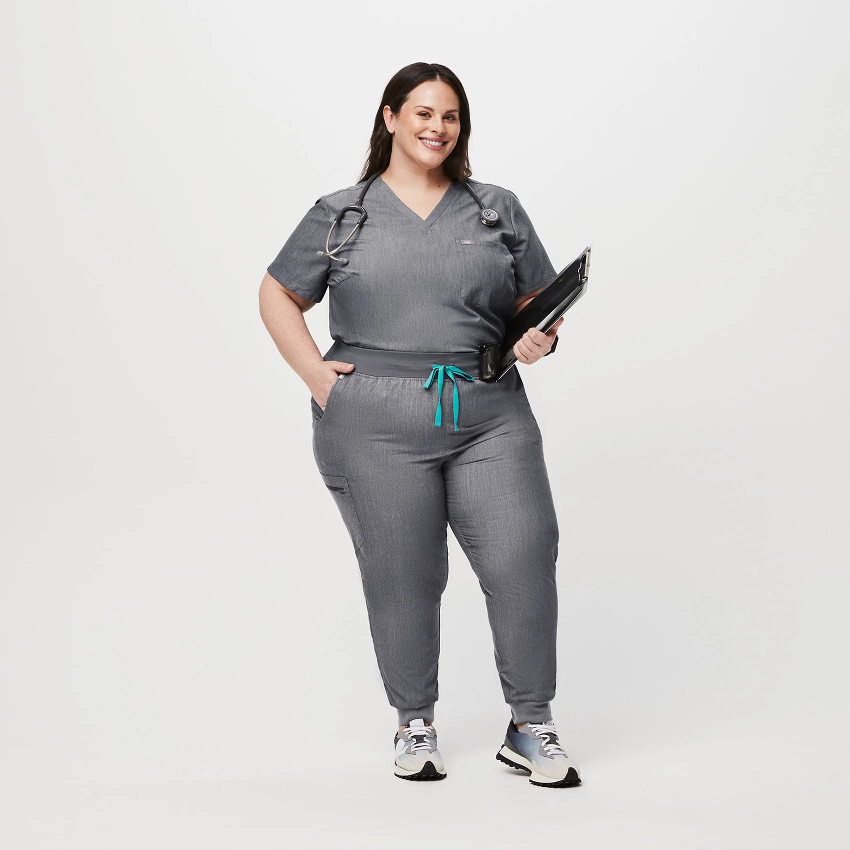 women's Graphite High Waisted Zamora™ - Tall Jogger Scrub Pants (3XL - 6XL) - Image 2