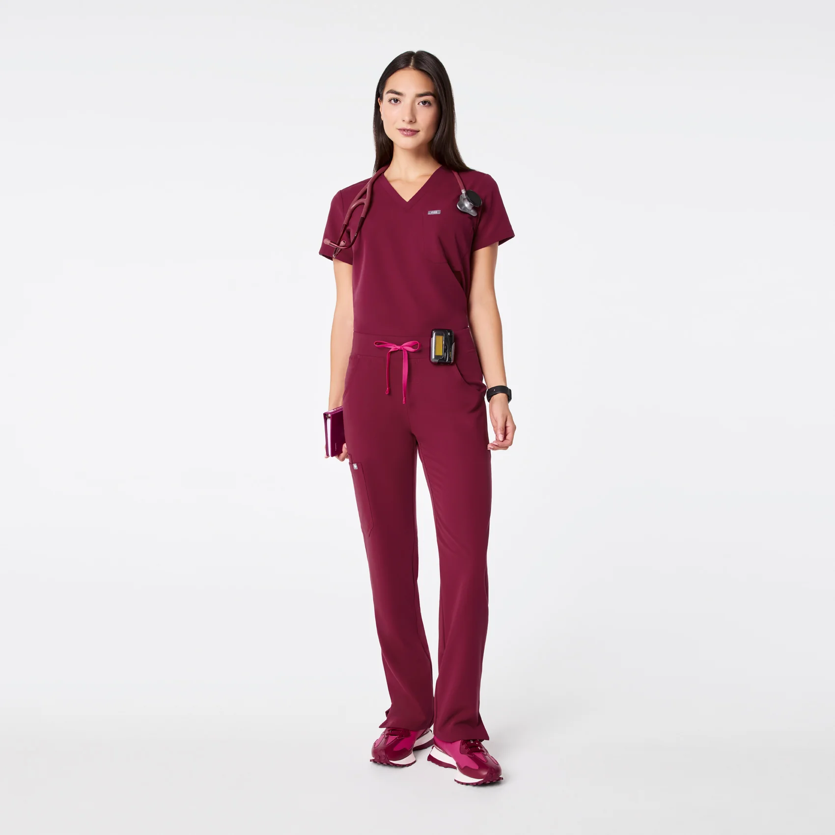 women's Deep Cranberry Kade - Petite Cargo Scrub Pant™ - Image 2