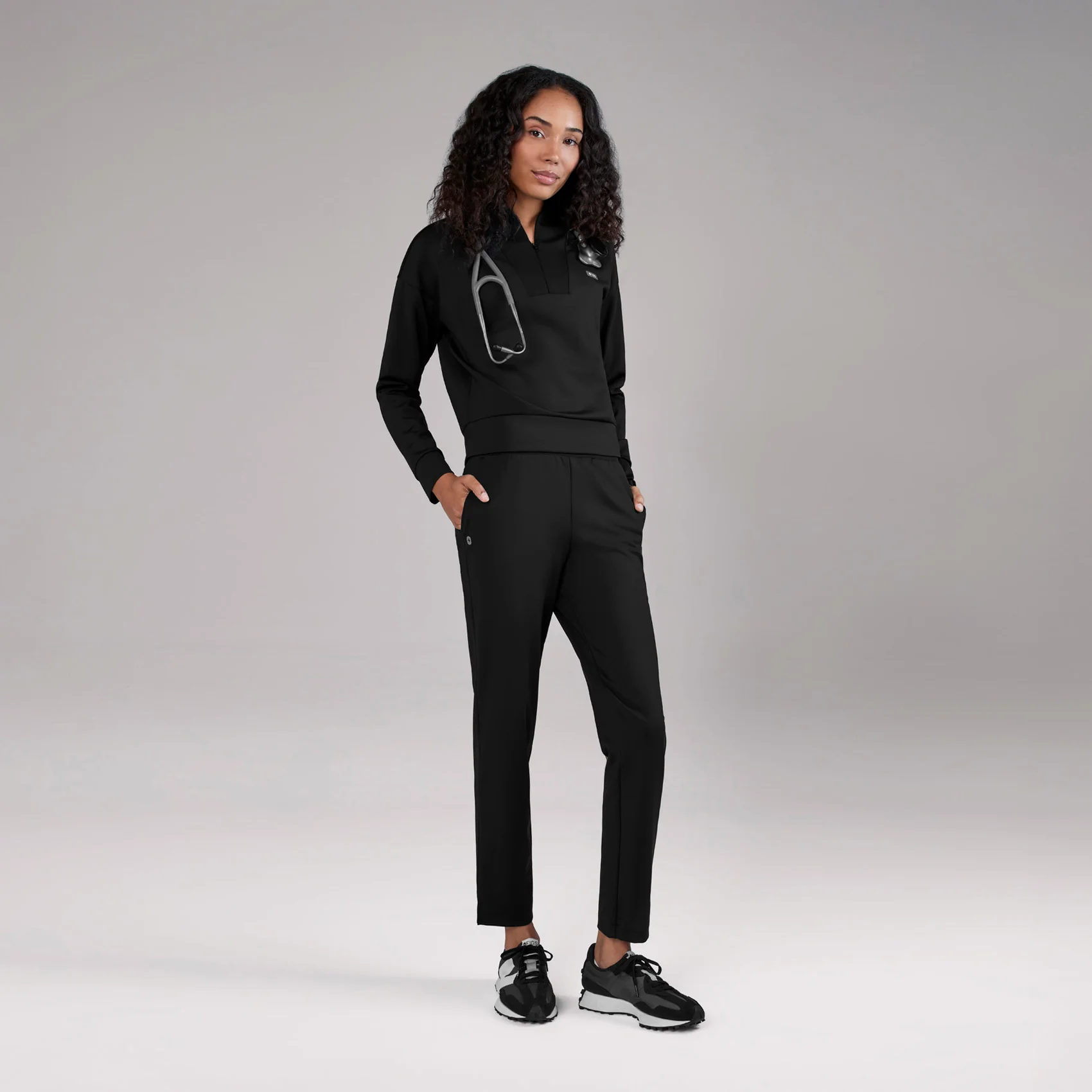 women's Black Kenora FORMx - Mock Neck Longsleeve Scrub Top - Image 2