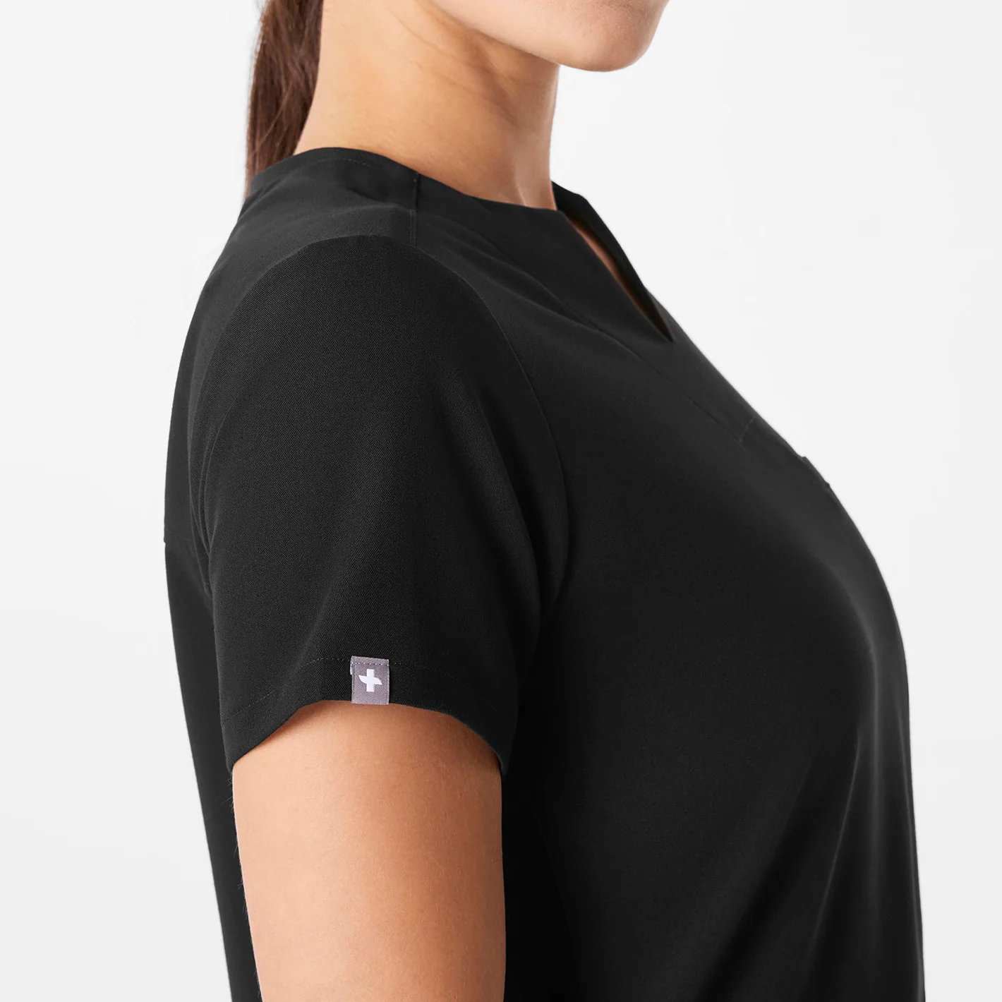 women's Black Kersey Notch Neck - Scrub Top - Image 7