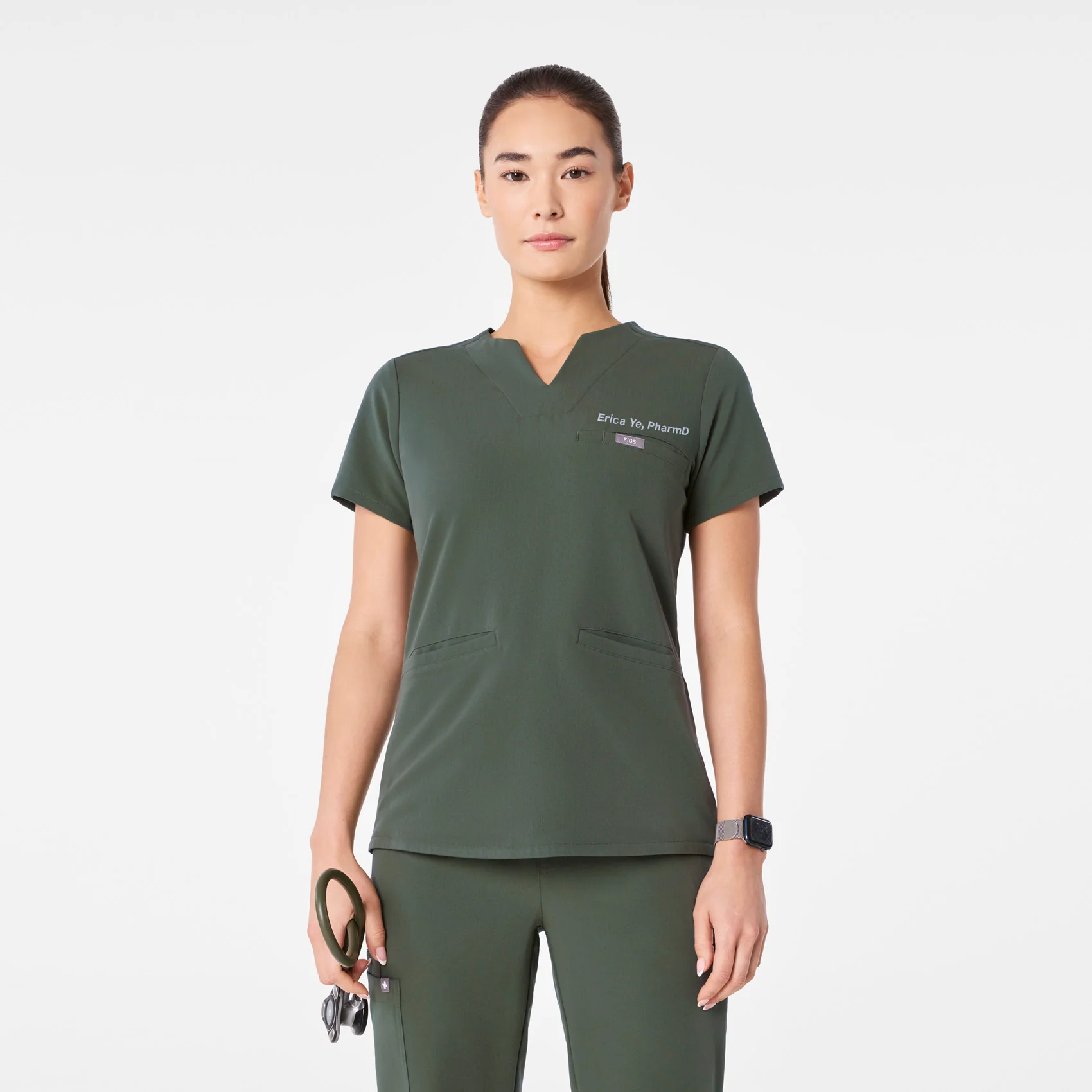 women's Moss Kersey Notch Neck - Scrub Top
