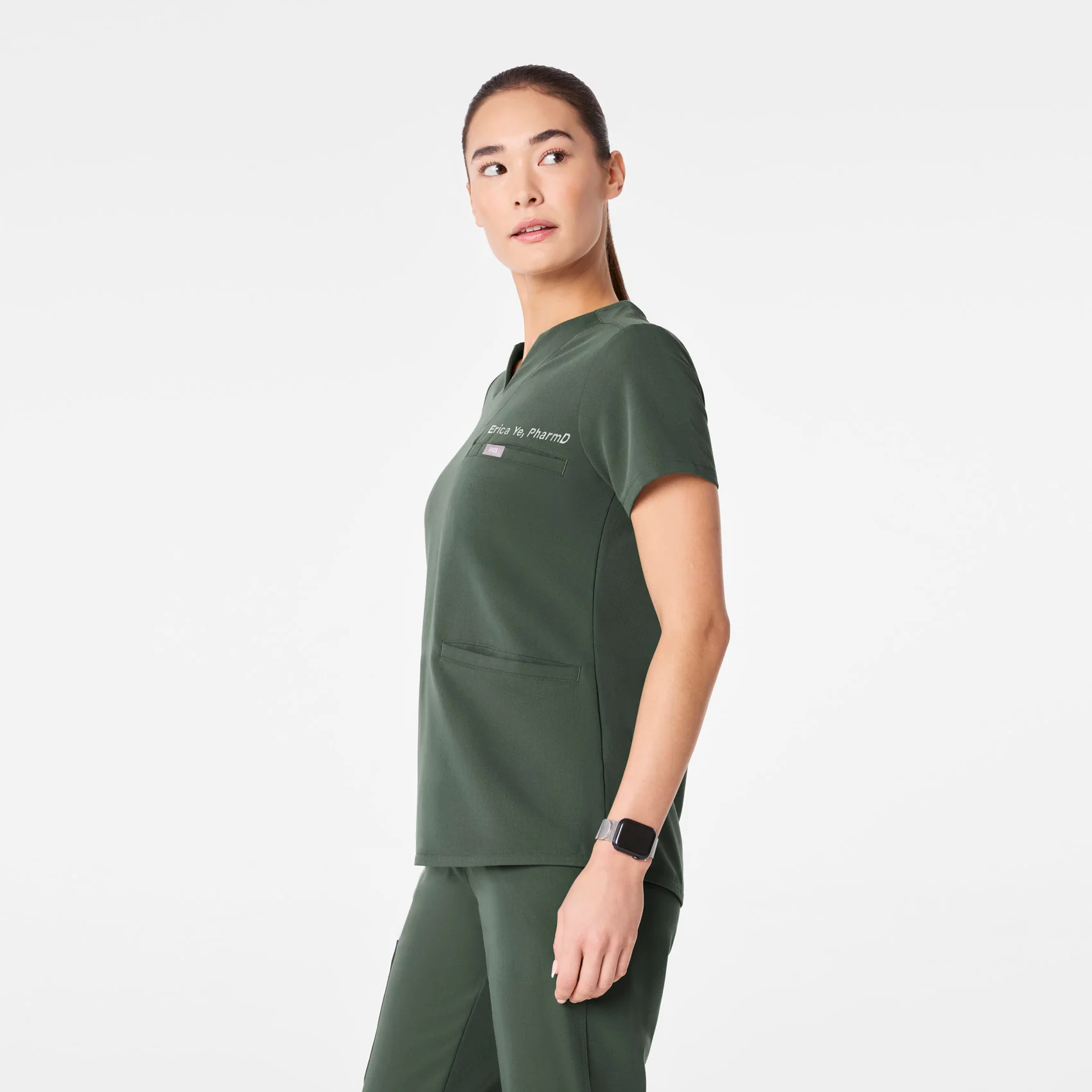 women's Moss Kersey Notch Neck - Scrub Top - Image 3