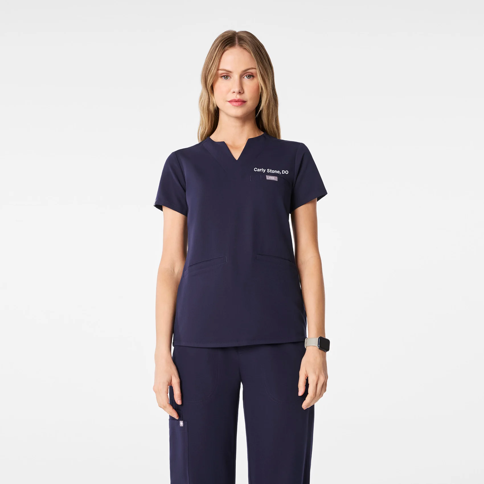 women's Navy Kersey Notch Neck - Scrub Top