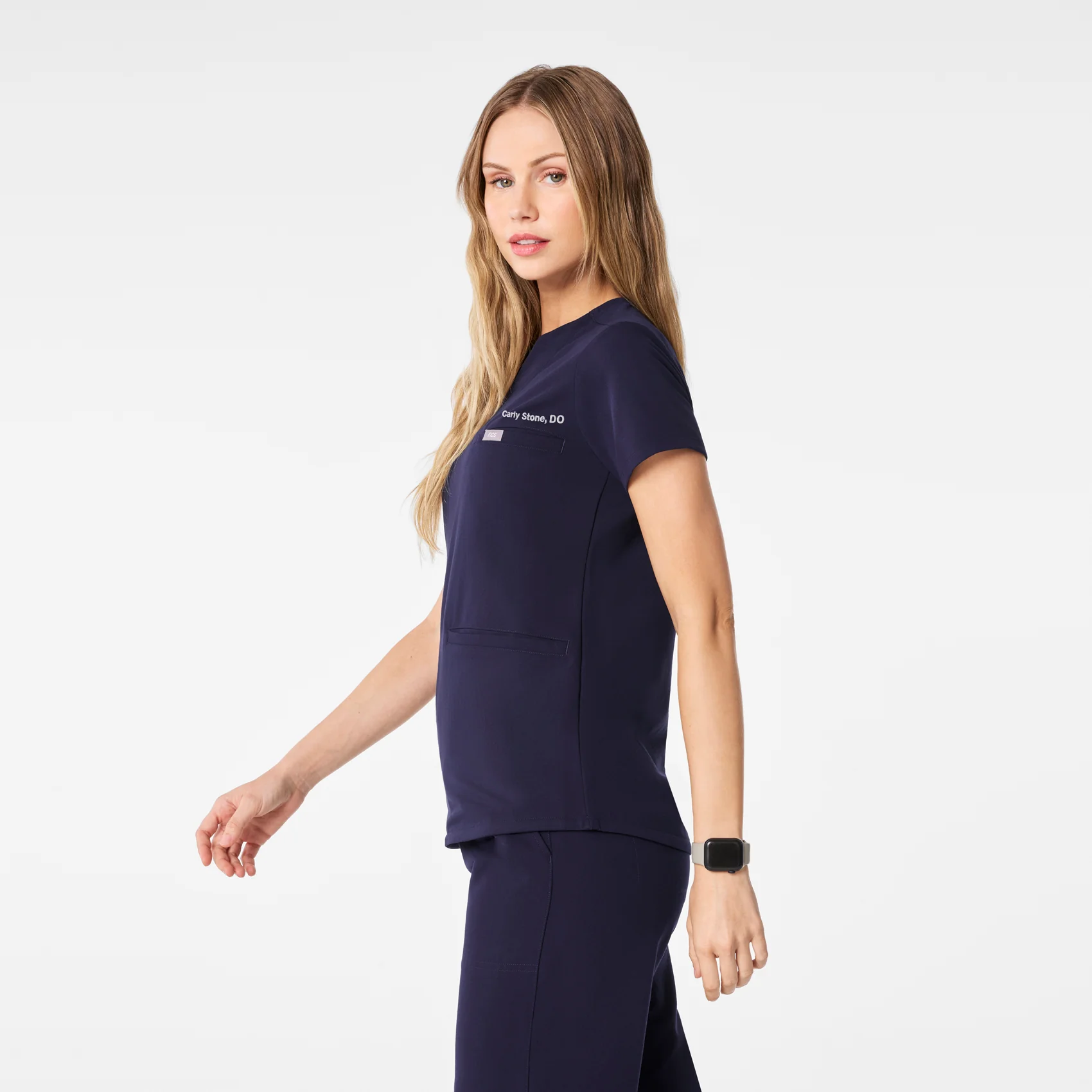 women's Navy Kersey Notch Neck - Scrub Top - Image 3