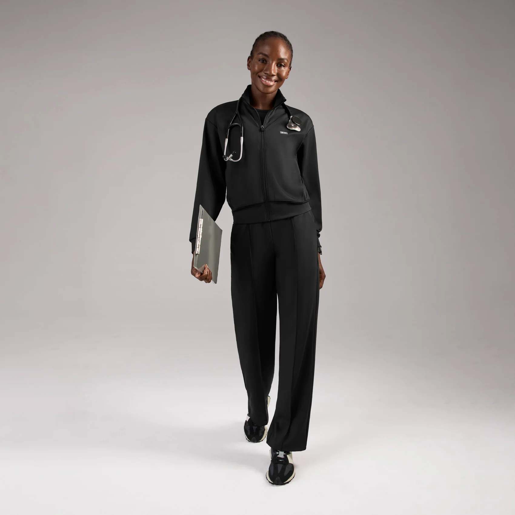 women's Black Labelle FORMx Bomber -  Scrub Jacket™ - Image 2