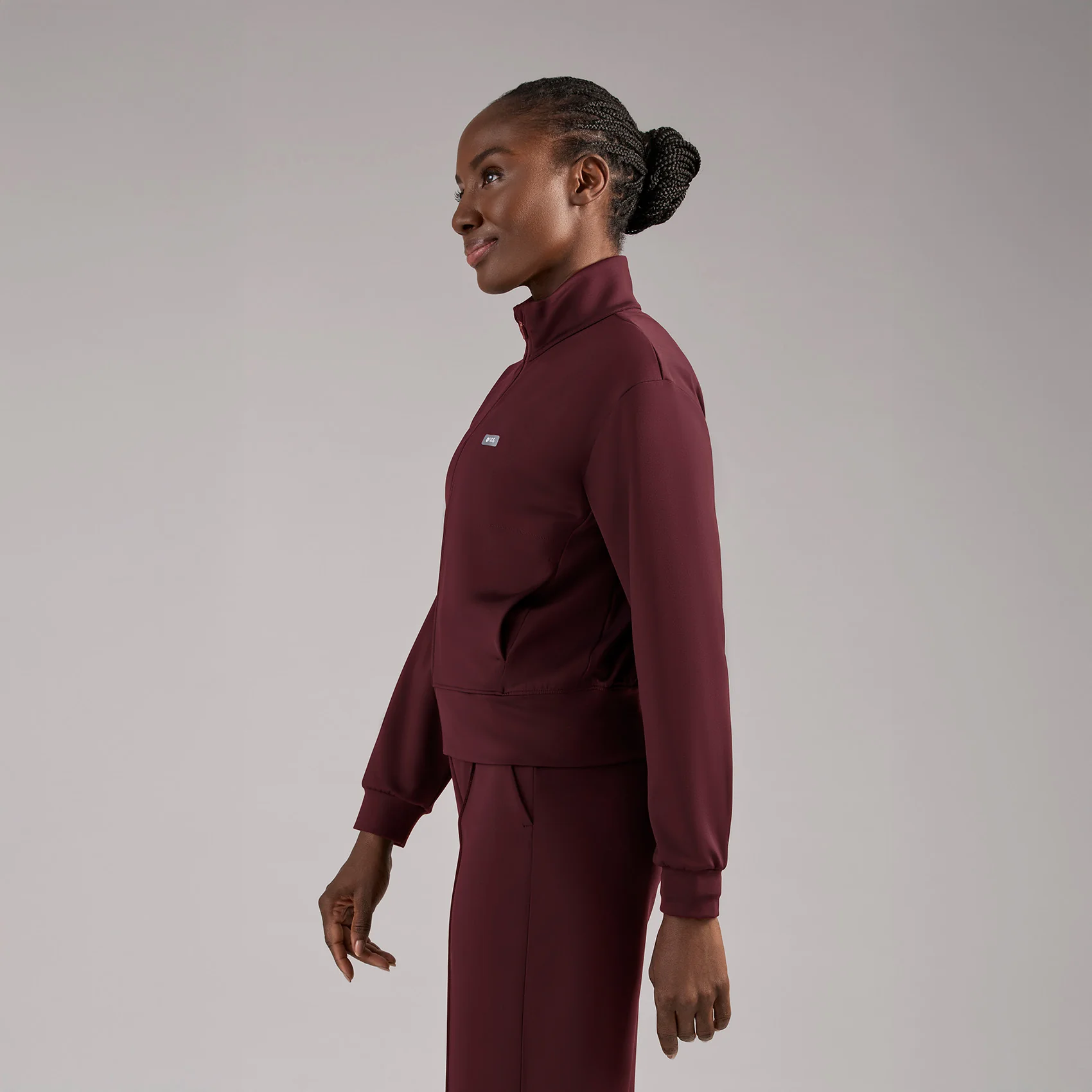 women's Burgundy Labelle FORMx Bomber - Scrub Jacket™ - Image 3