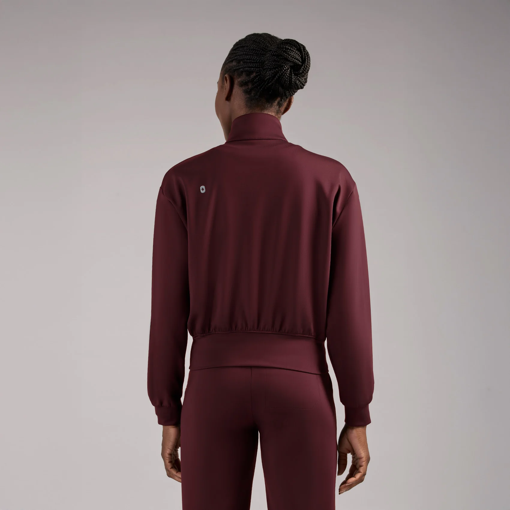 women's Burgundy Labelle FORMx Bomber - Scrub Jacket™ - Image 4