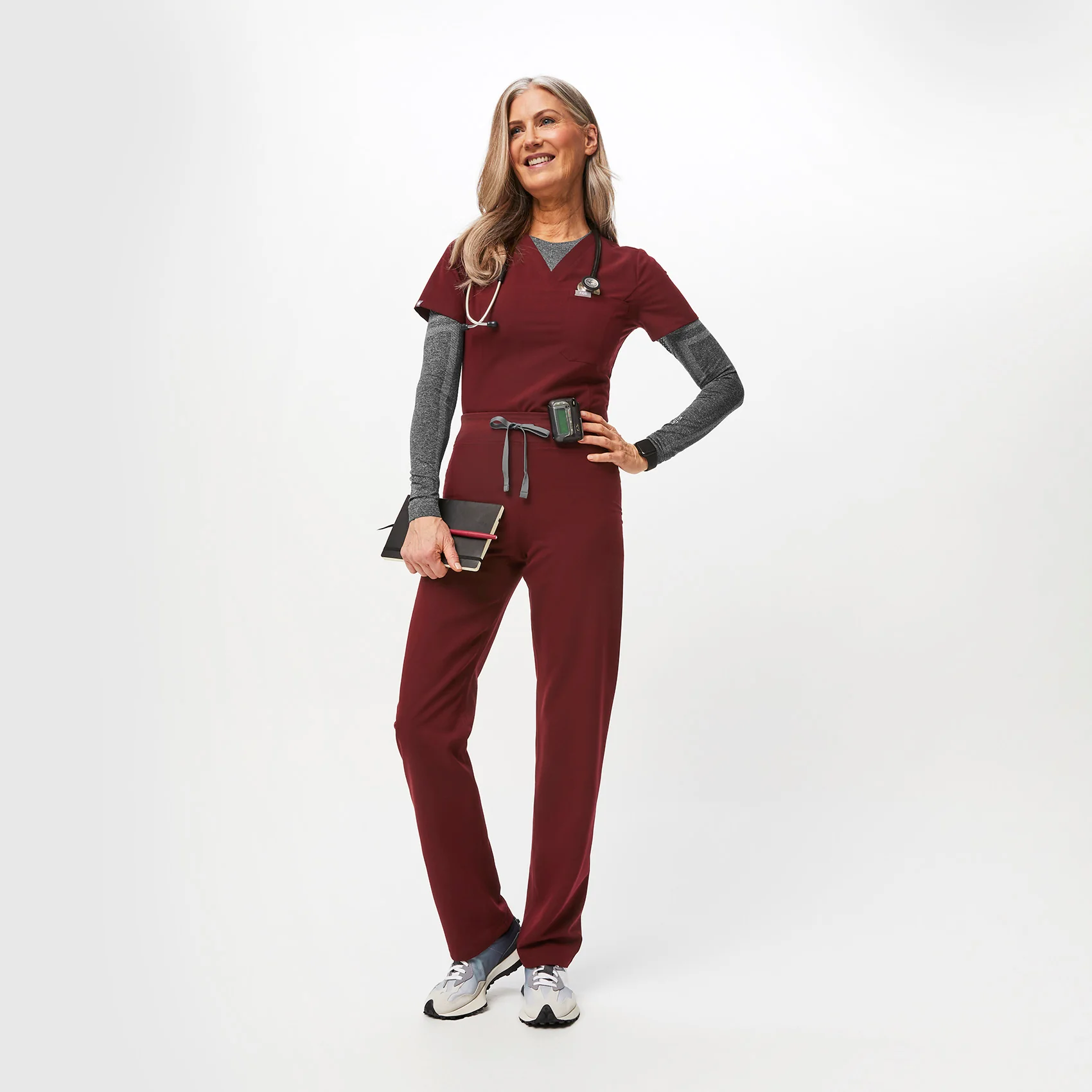 women's Burgundy Livingston™ High Waisted - Basic Scrub Pants - Image 6