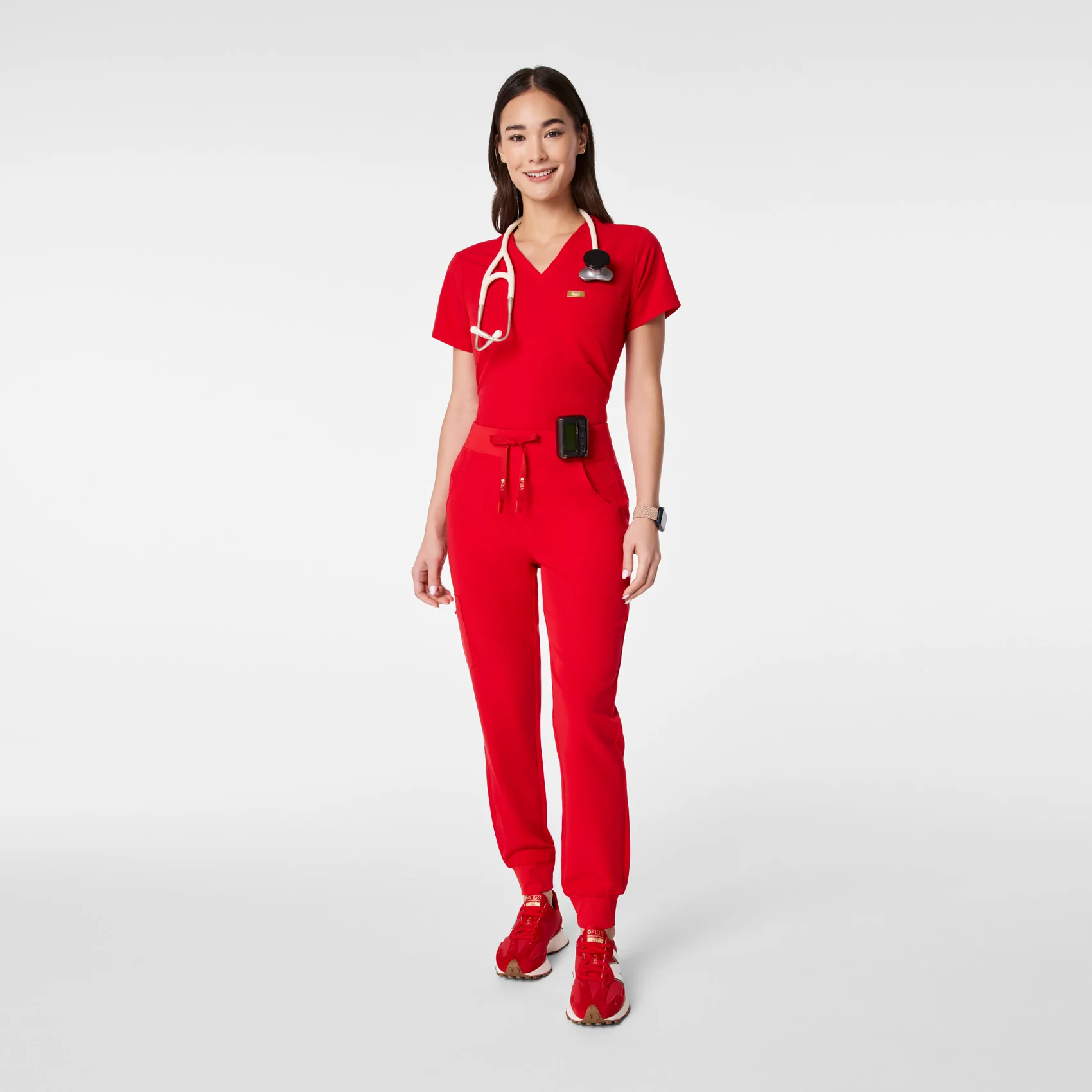 women's Lunar New Year Pop Red High Waisted Zamora - Petite Jogger Scrub Pant™ - Image 2