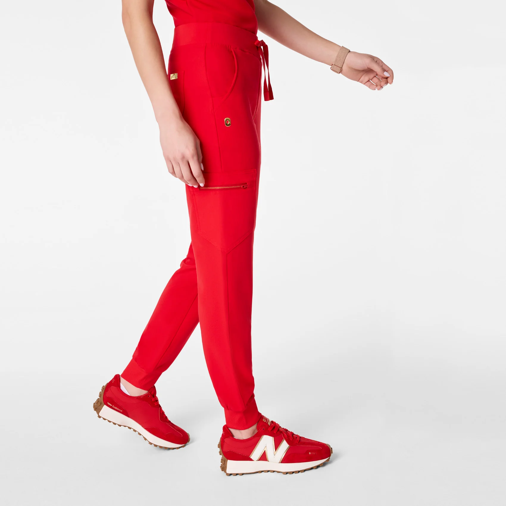 women's Lunar New Year Pop Red High Waisted Zamora - Petite Jogger Scrub Pant™ - Image 3